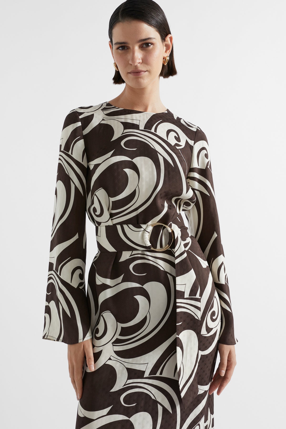 Jacquard Swirl Midi Dress