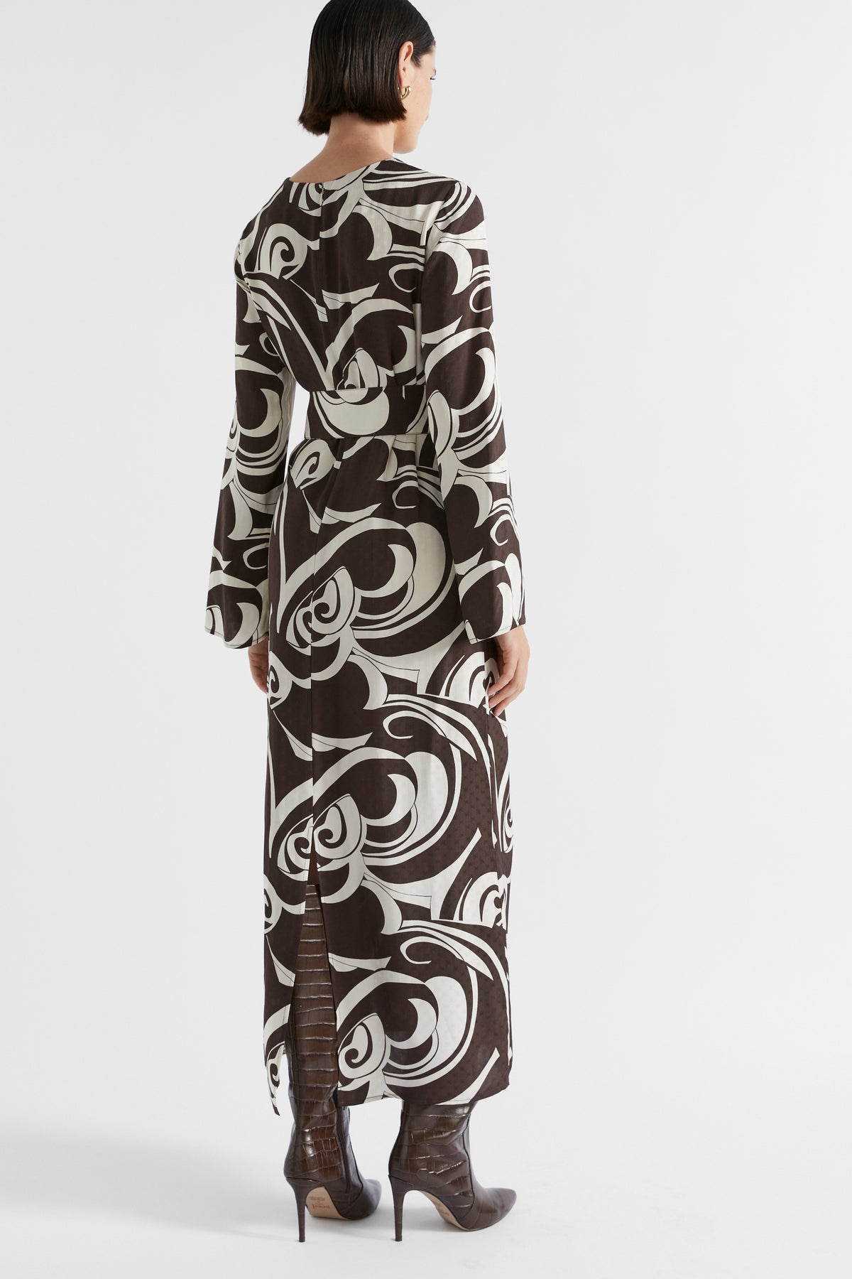 Jacquard Swirl Midi Dress