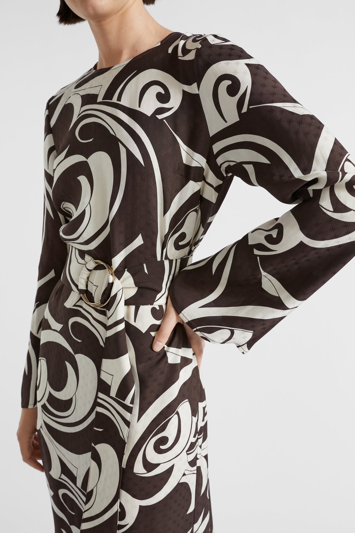 Jacquard Swirl Midi Dress
