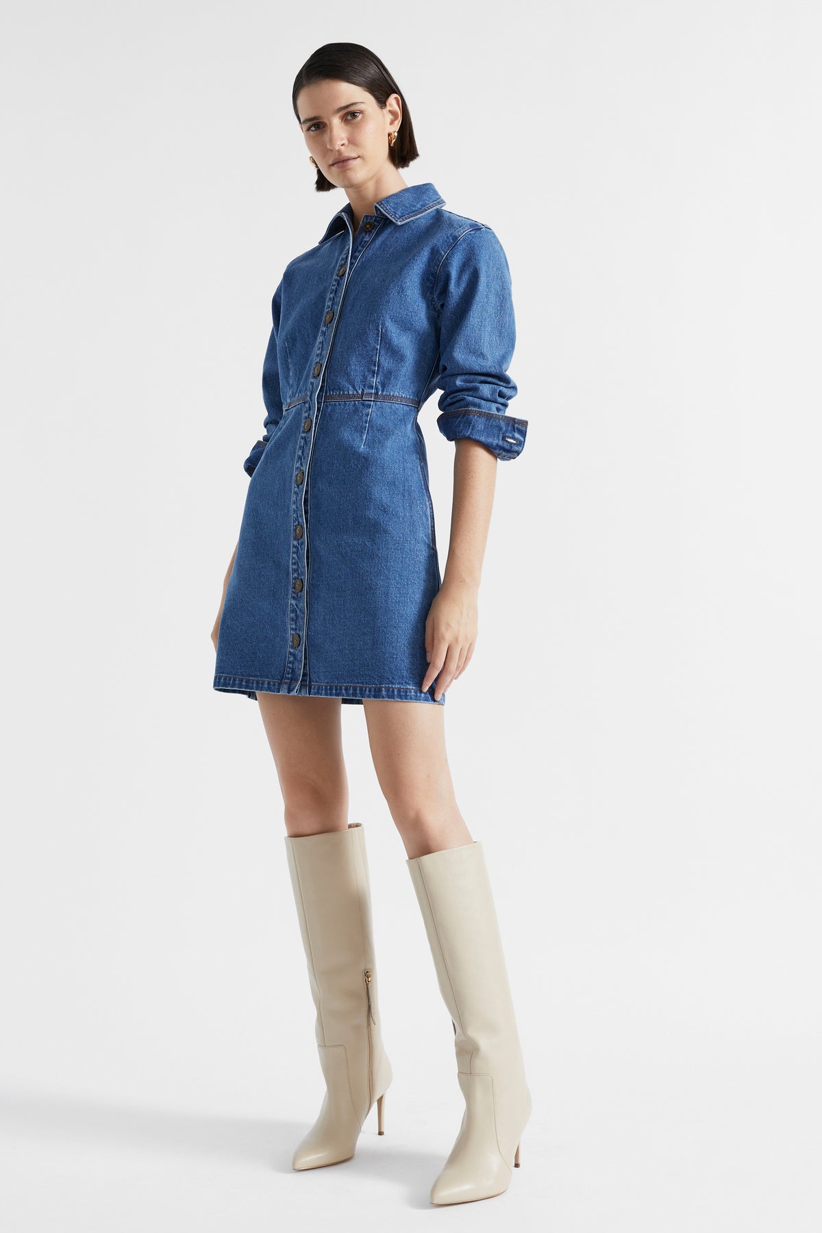 Denim Panelled Mini Dress