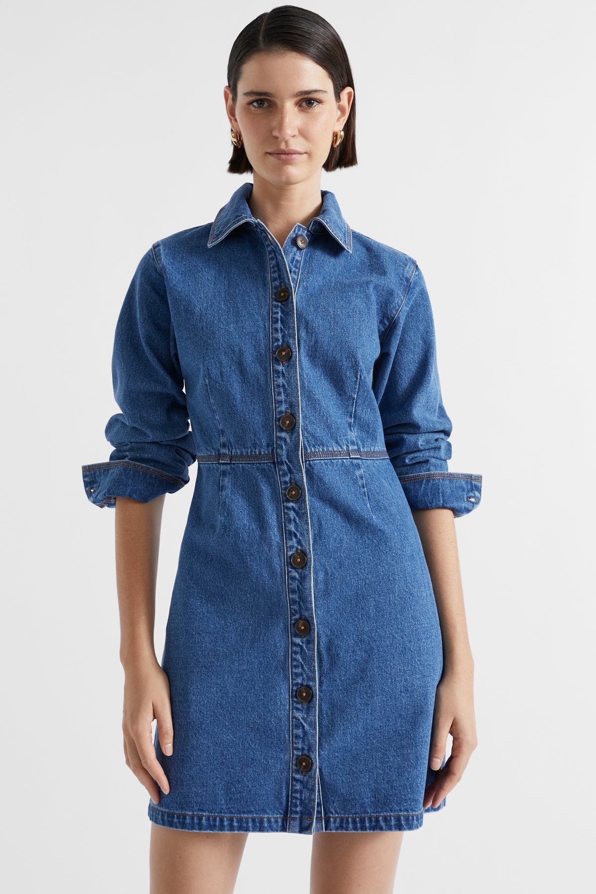 Denim Panelled Mini Dress