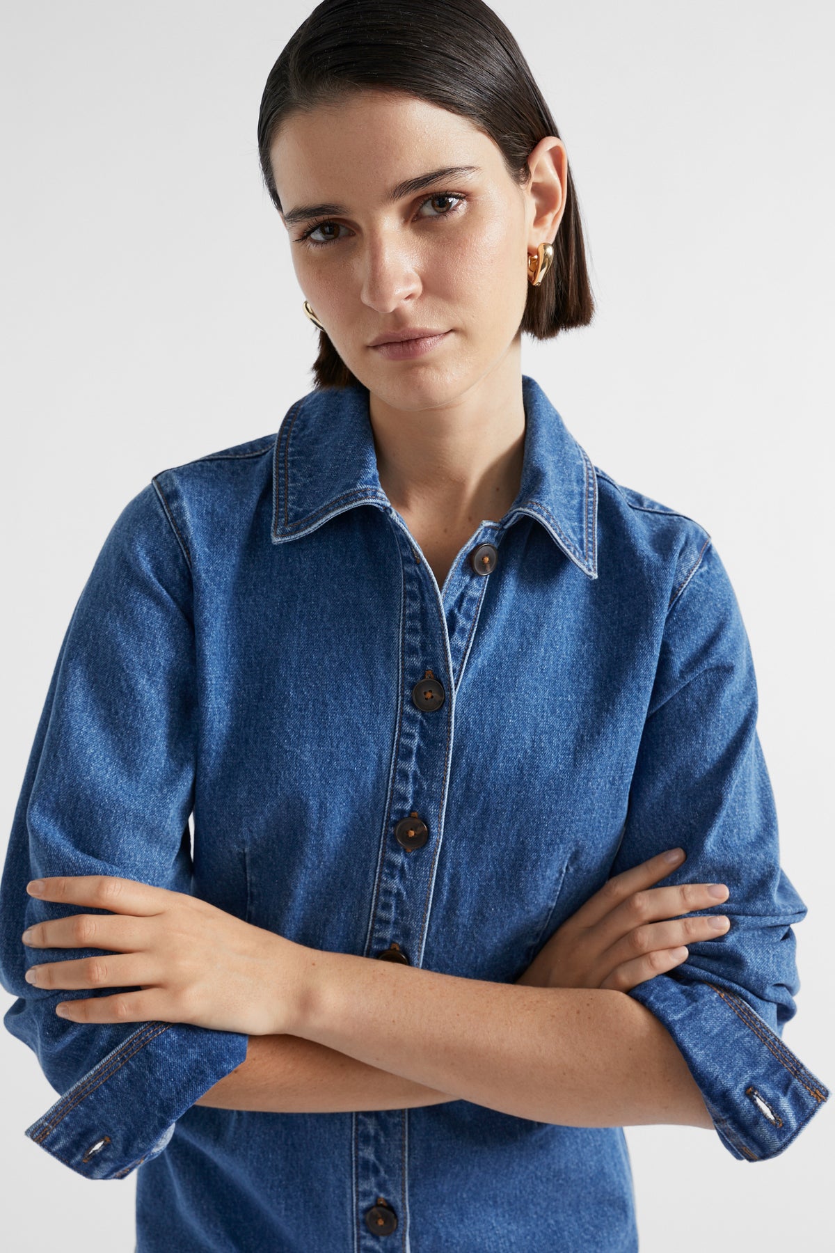Denim Panelled Mini Dress