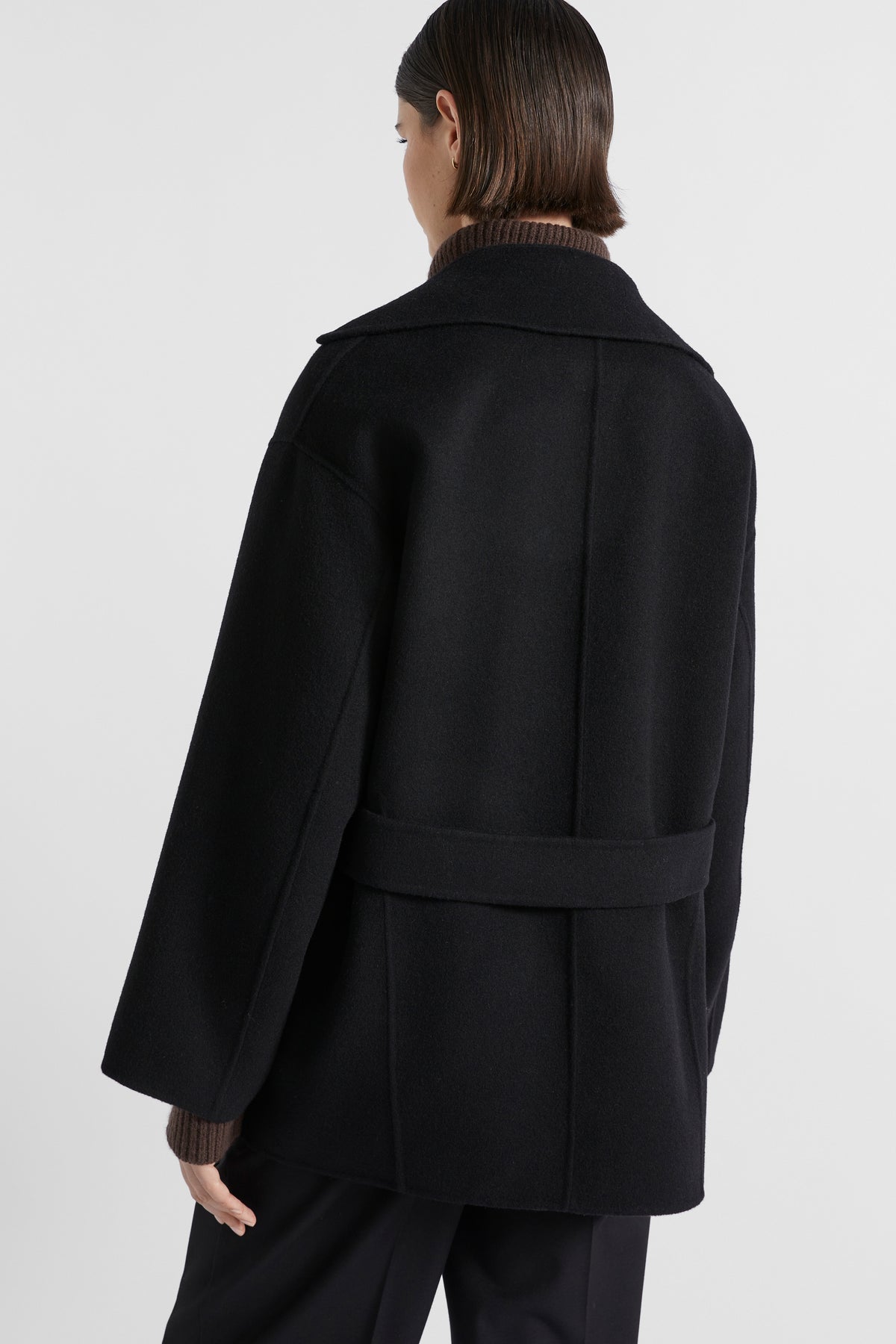 Wool Blend Boxy Mid Length Coat