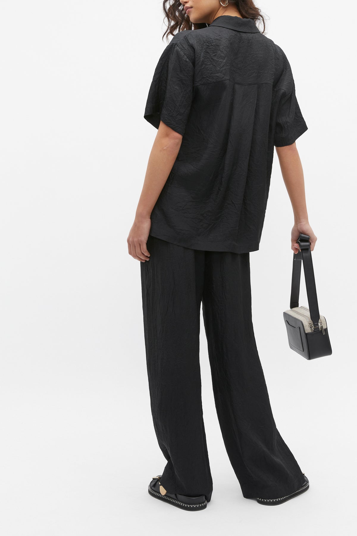 Textured Satin Short Sleeve Shirt