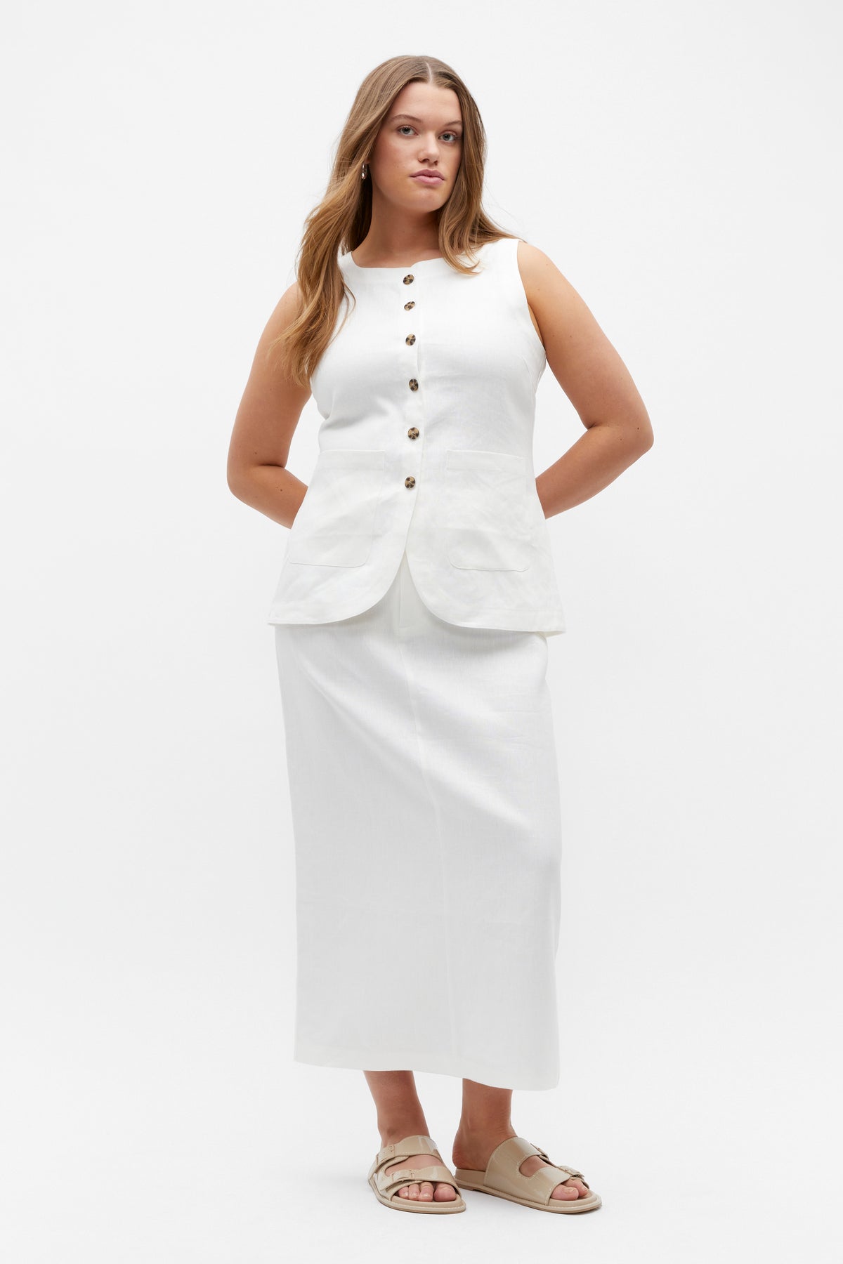 Linen Button Down Vest