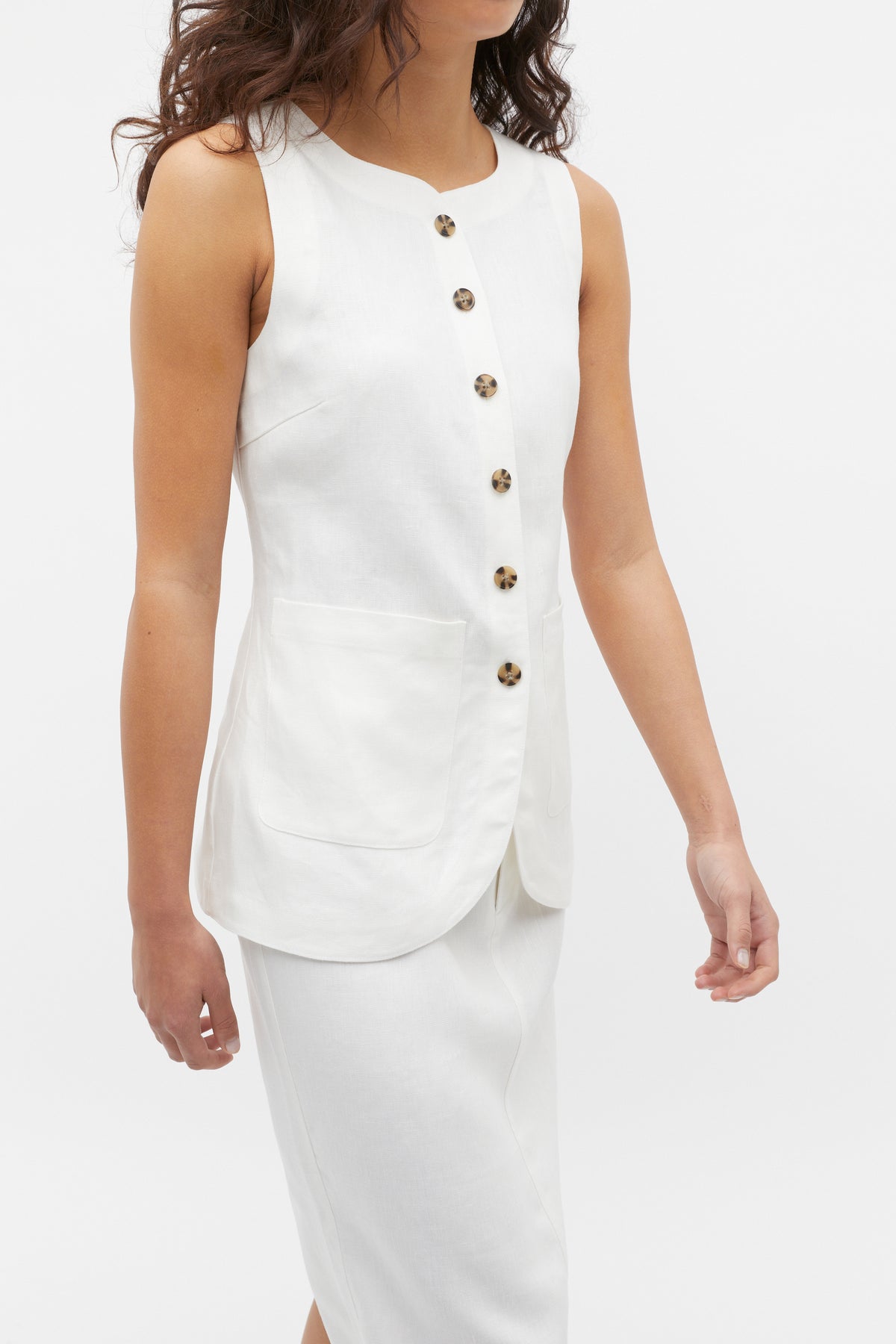 Linen Button Down Vest