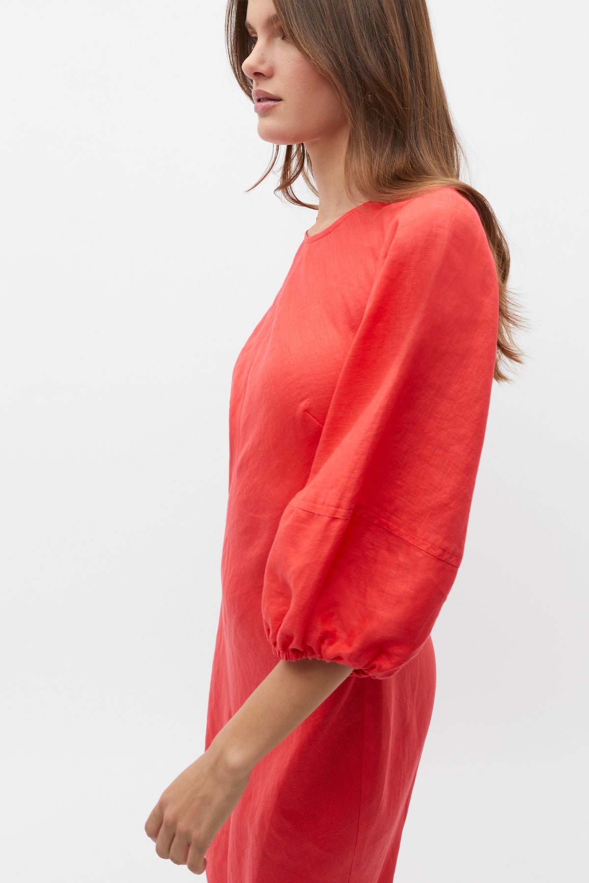Linen Balloon Sleeve Slip Maxi Dress