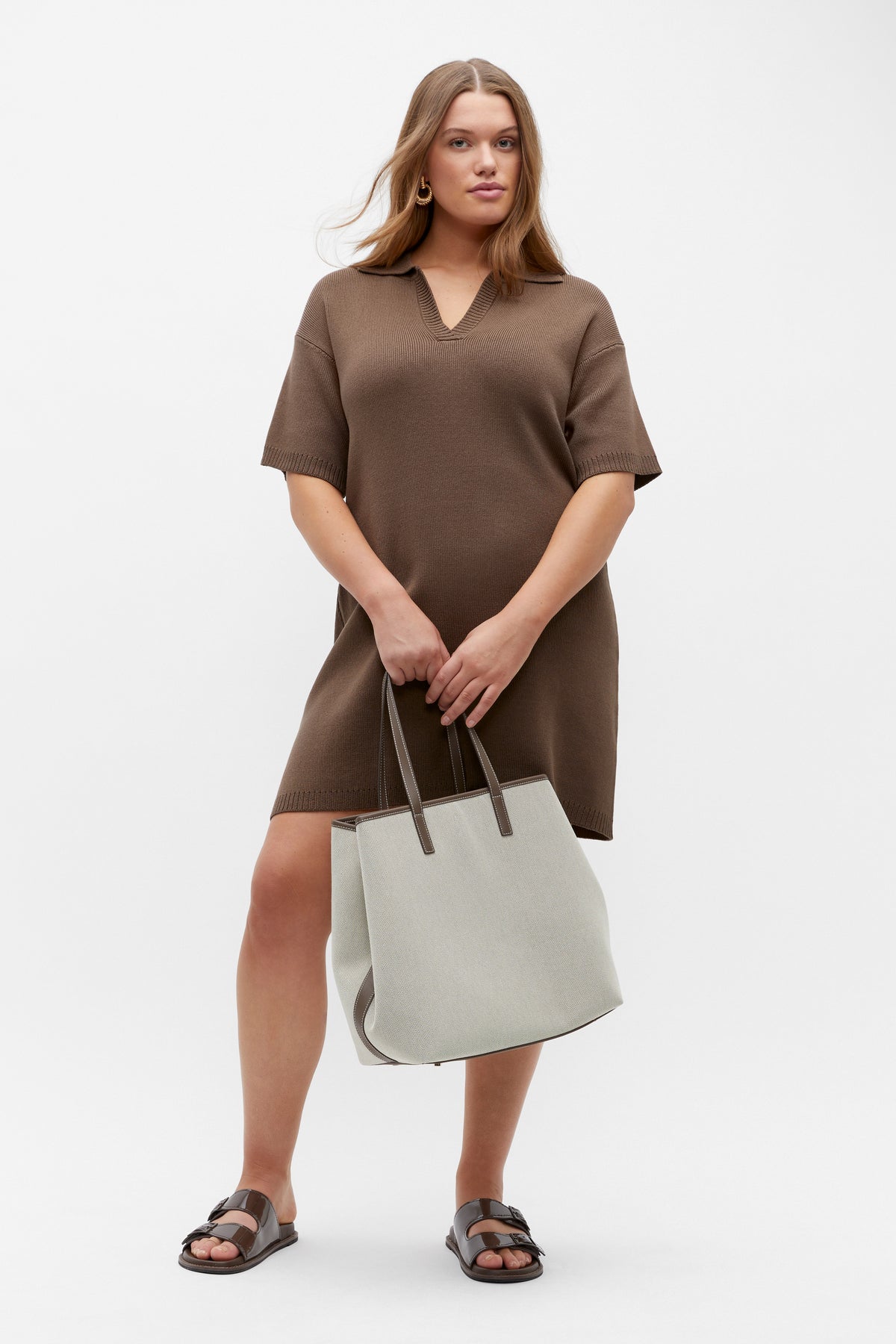 Cotton Blend Polo Knit Dress
