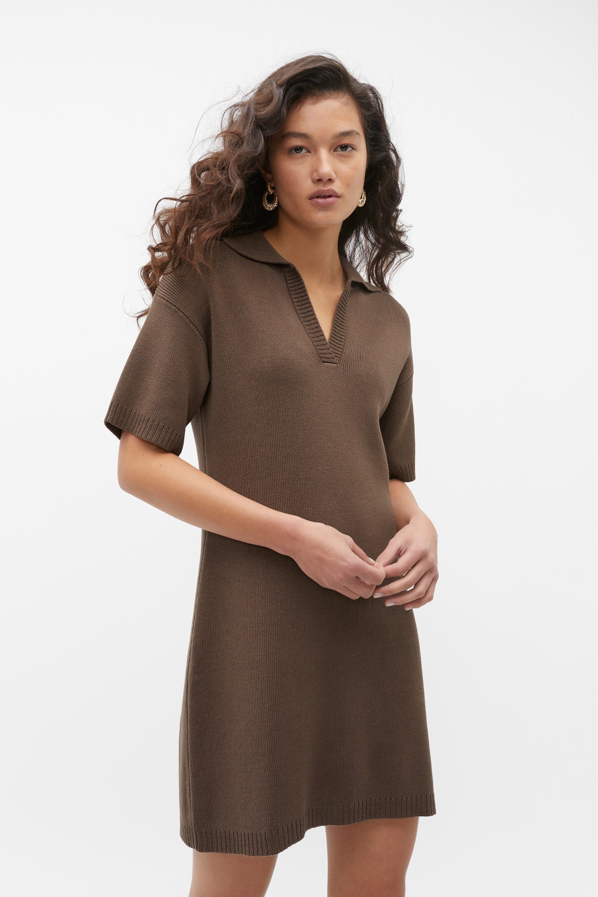 Cotton Blend Polo Knit Dress