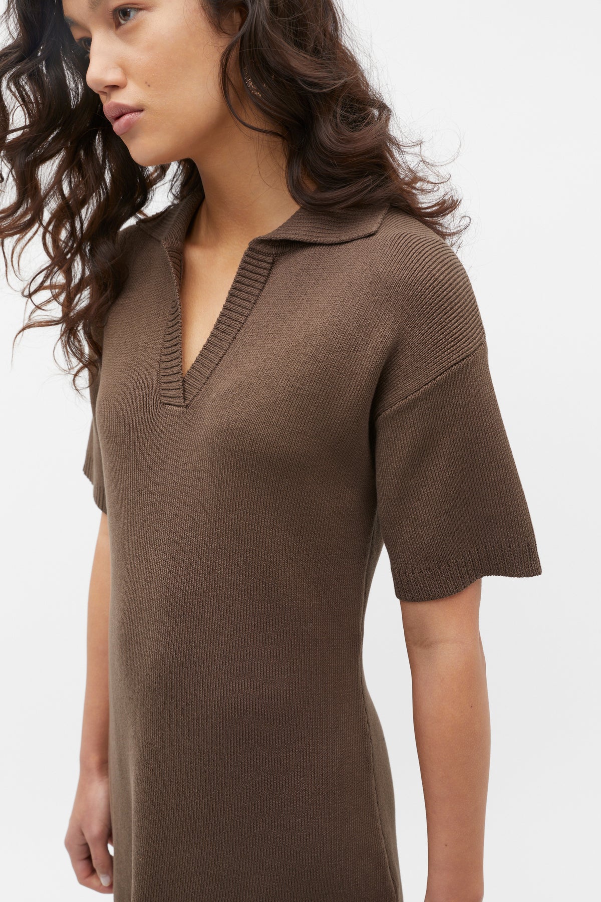 Cotton Blend Polo Knit Dress