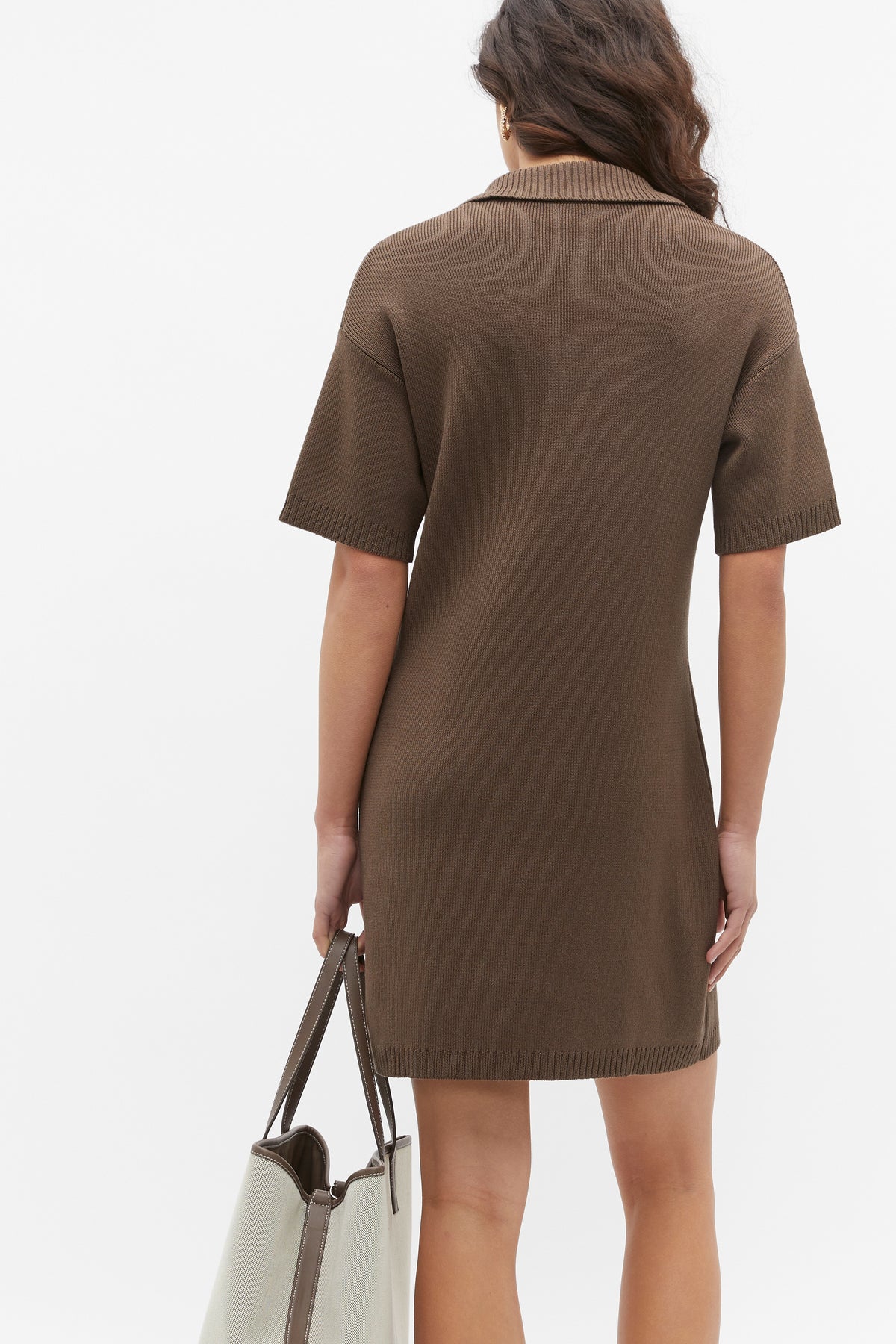 Cotton Blend Polo Knit Dress