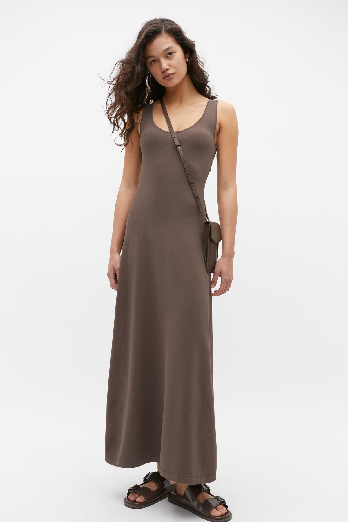 Compact Crepe Knit Flared Dress