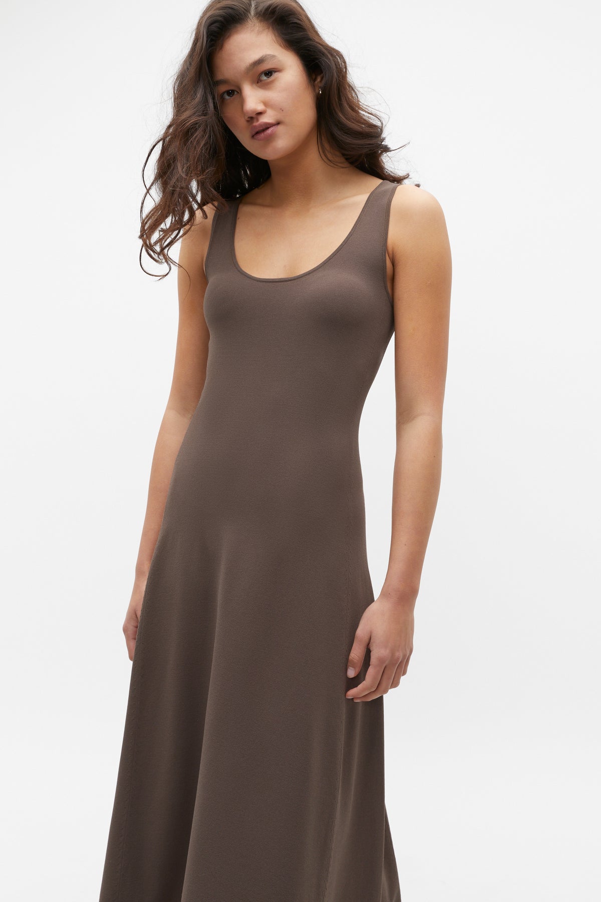 Compact Crepe Knit Flared Dress