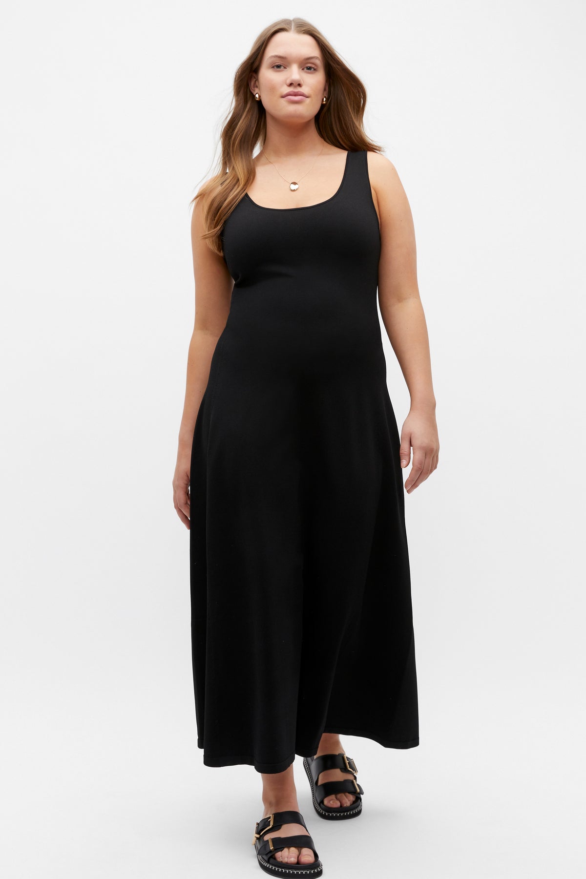 Compact Crepe Knit Flared Dress