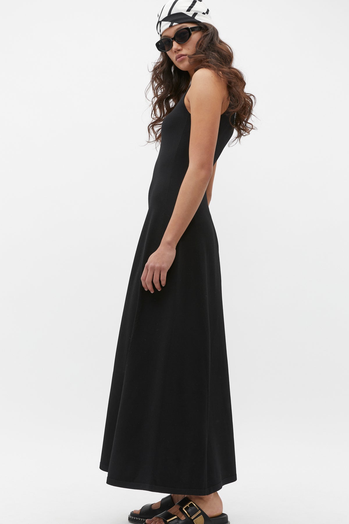 Compact Crepe Knit Flared Dress