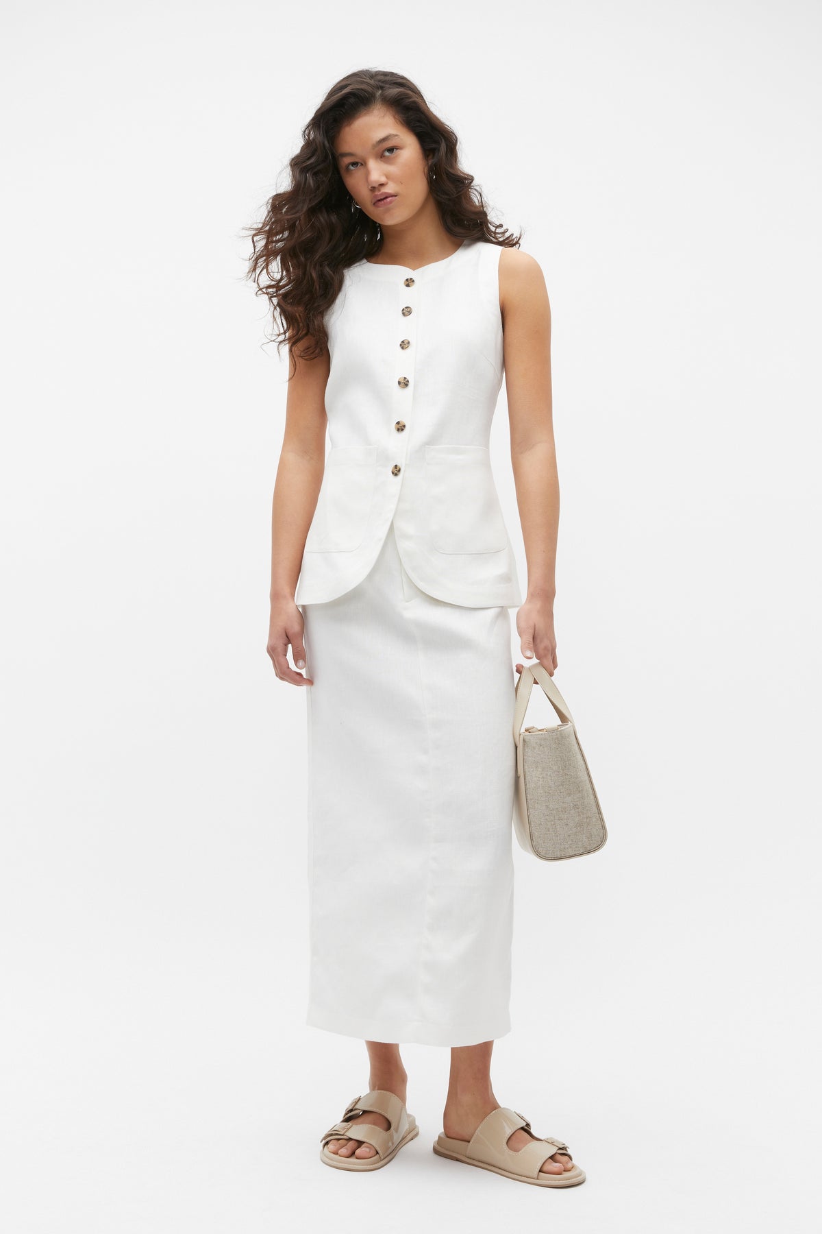 Linen Maxi Cargo Skirt