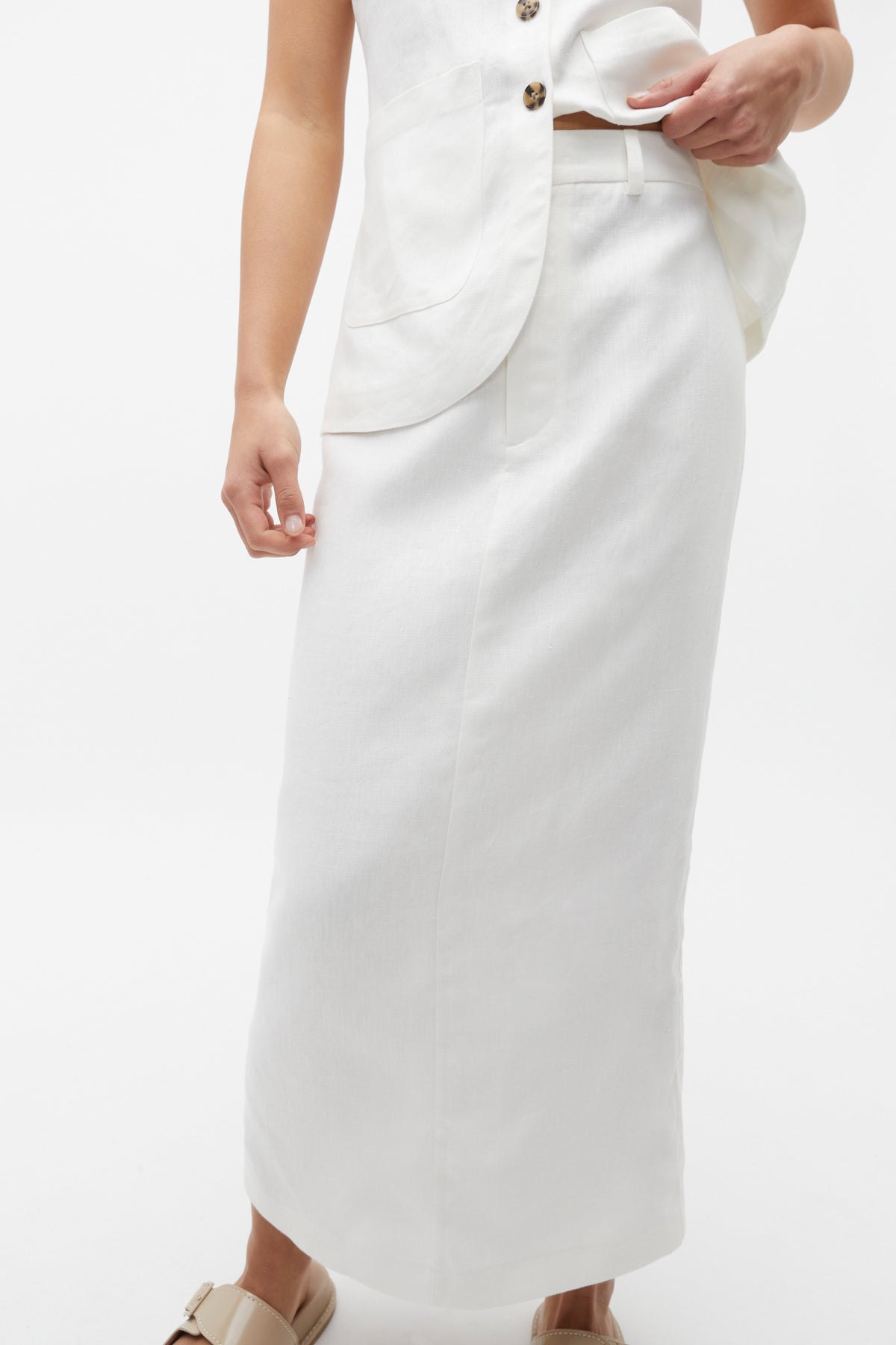 Linen Maxi Cargo Skirt