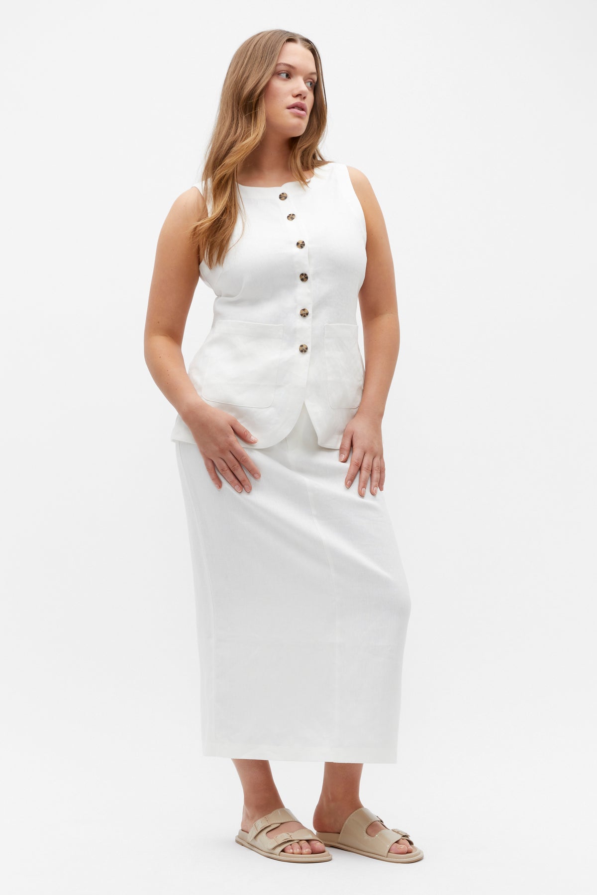 Linen Maxi Cargo Skirt