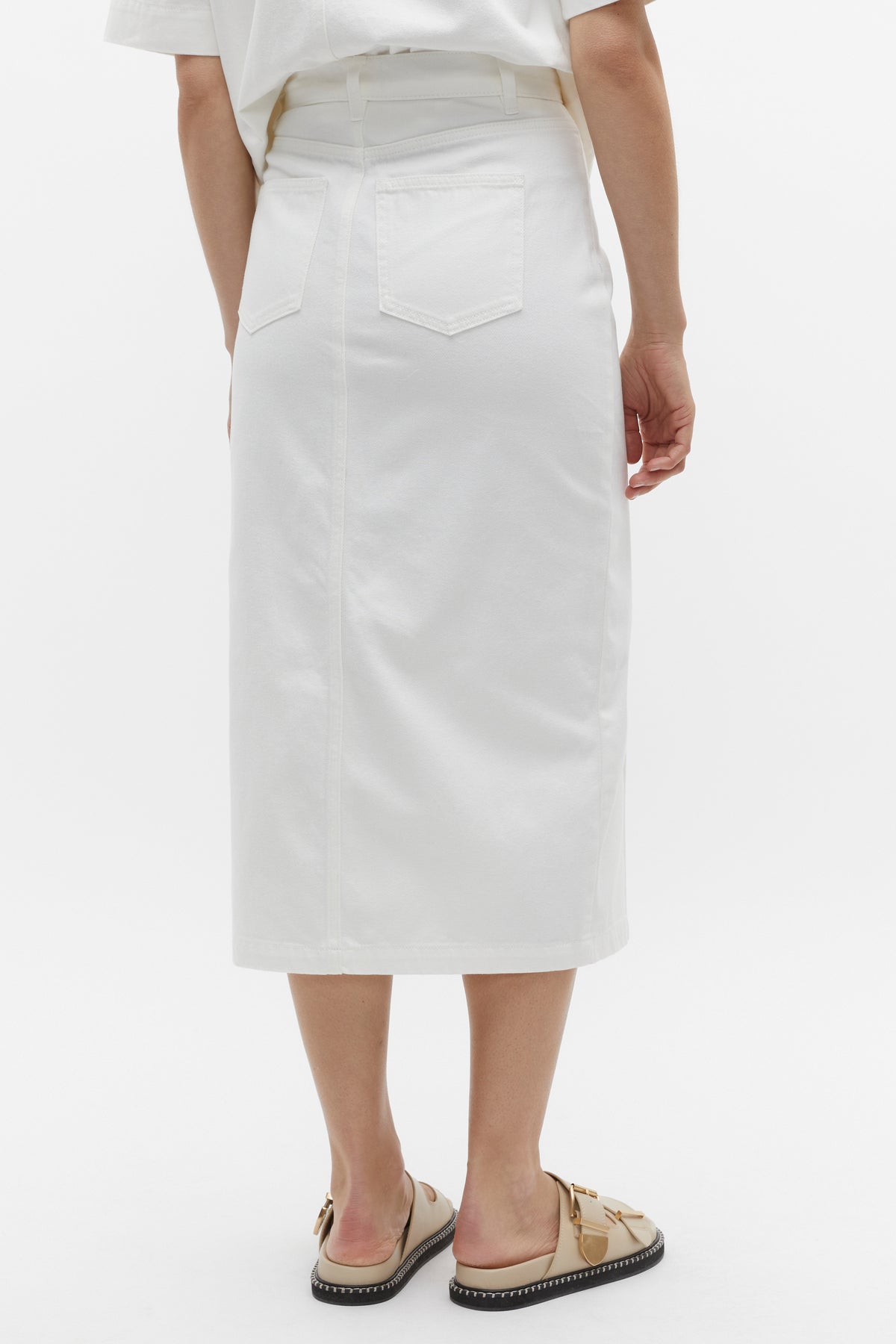 Denim Midi Pintuck Skirt