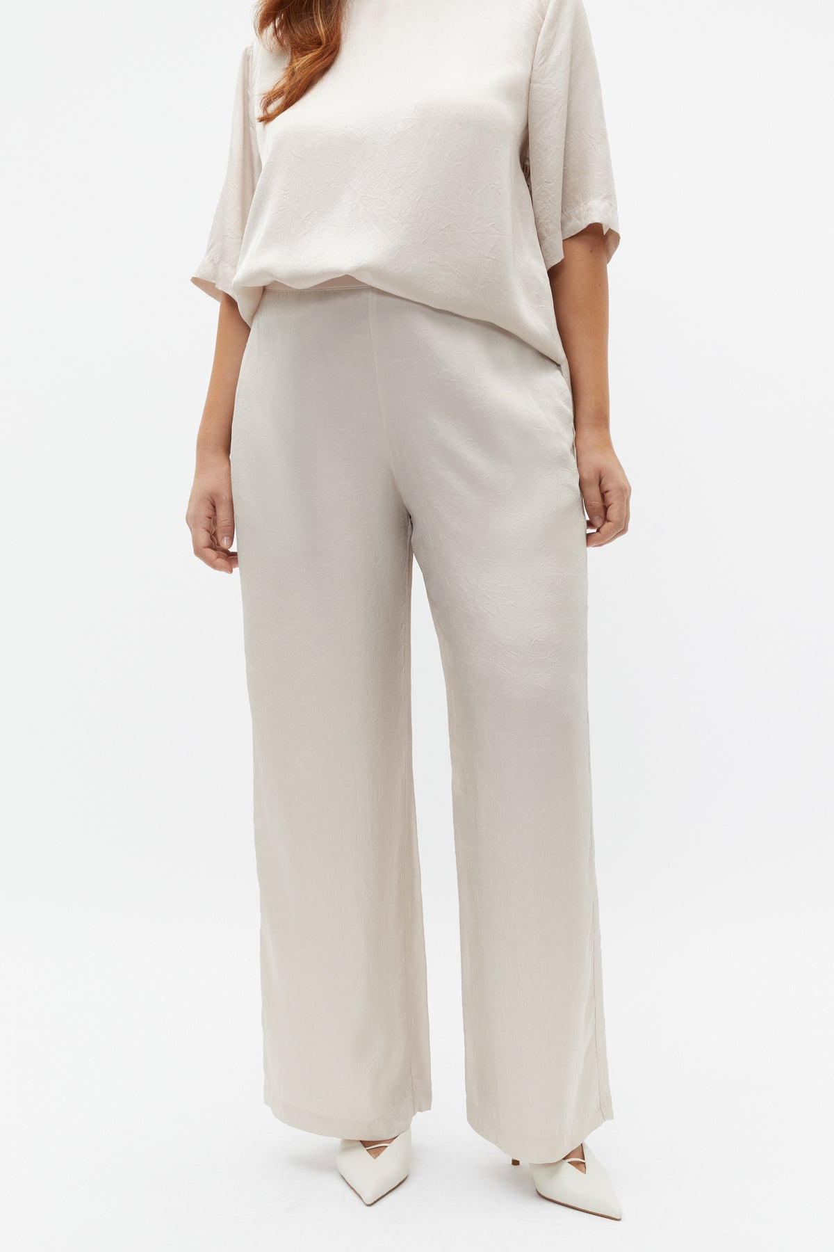 Textured Satin Elasticated Pant