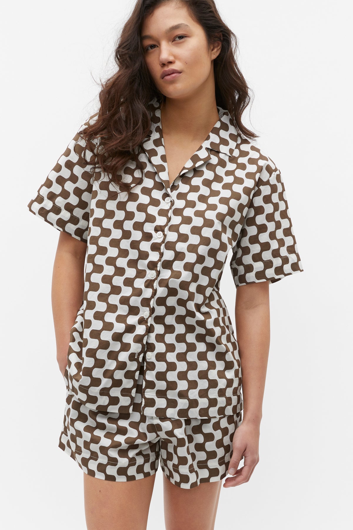 Retro Print Shirt and Short PJ Set