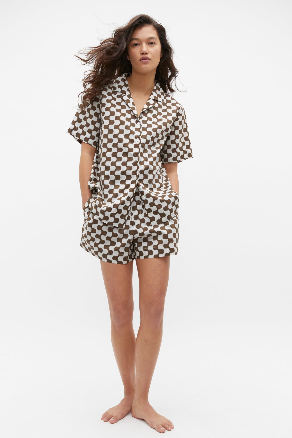 Retro Print Shirt and Short PJ Set