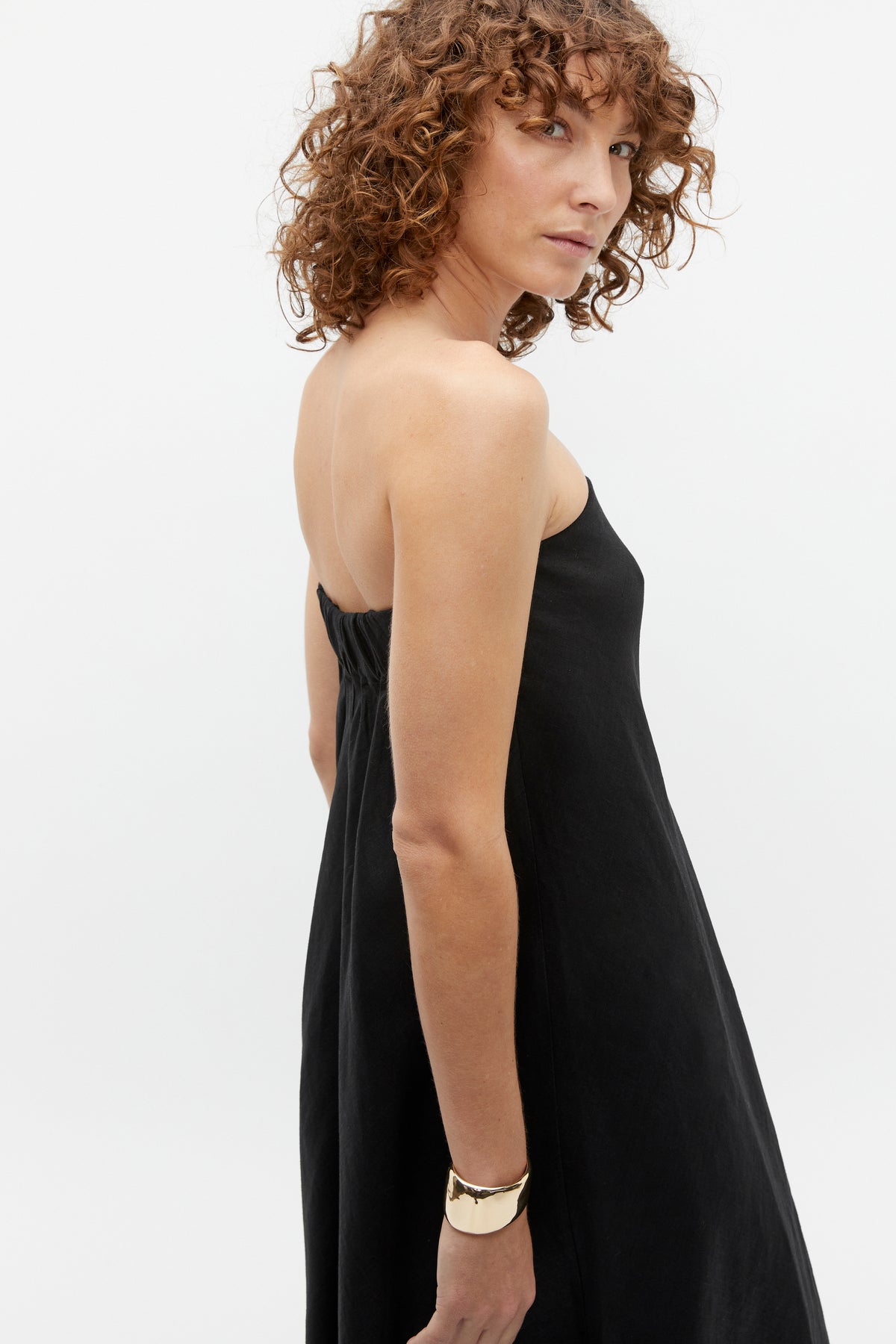 Core Linen Strapless Maxi Dress