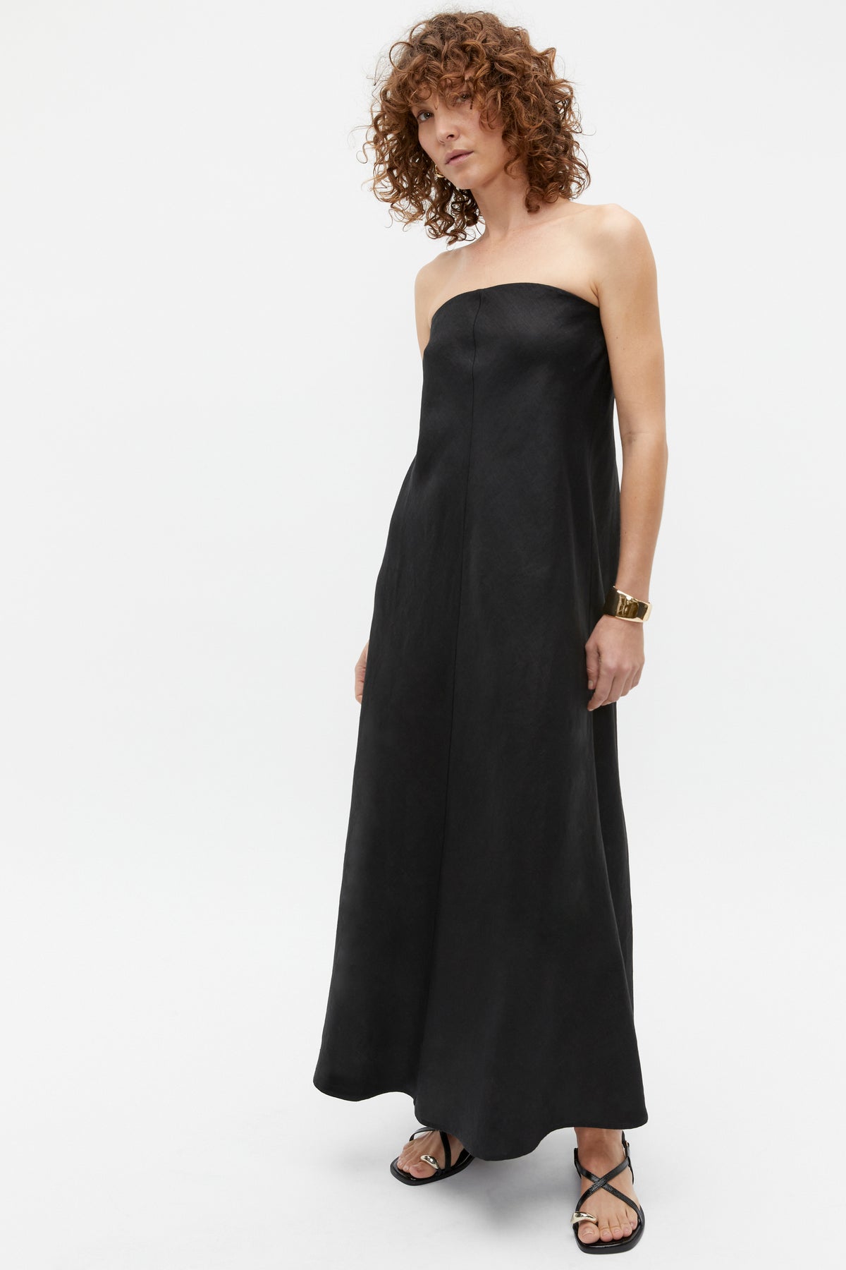 Core Linen Strapless Maxi Dress