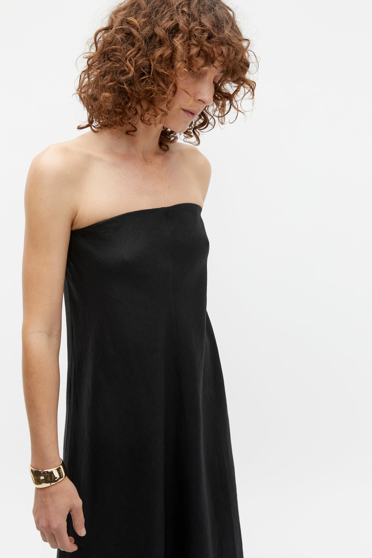 Core Linen Strapless Maxi Dress