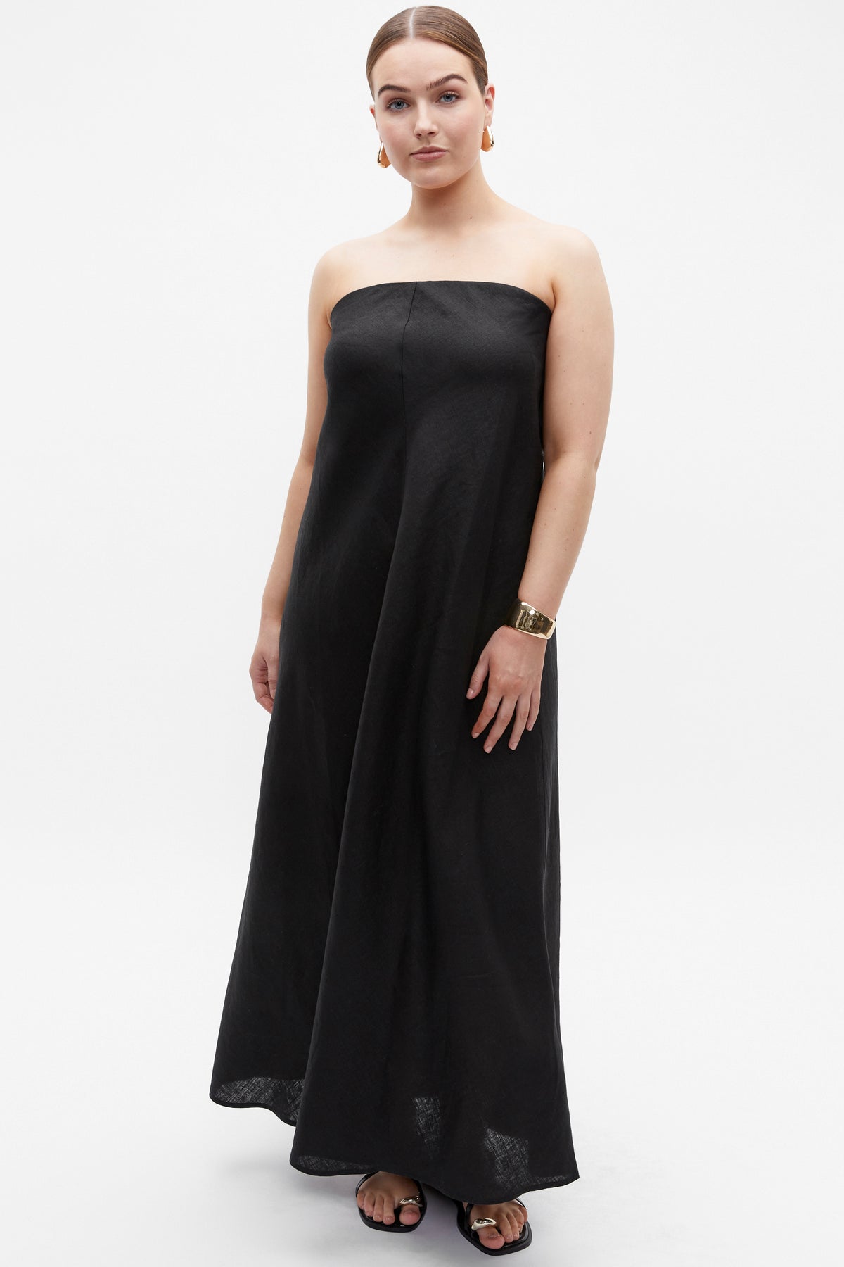 Core Linen Strapless Maxi Dress