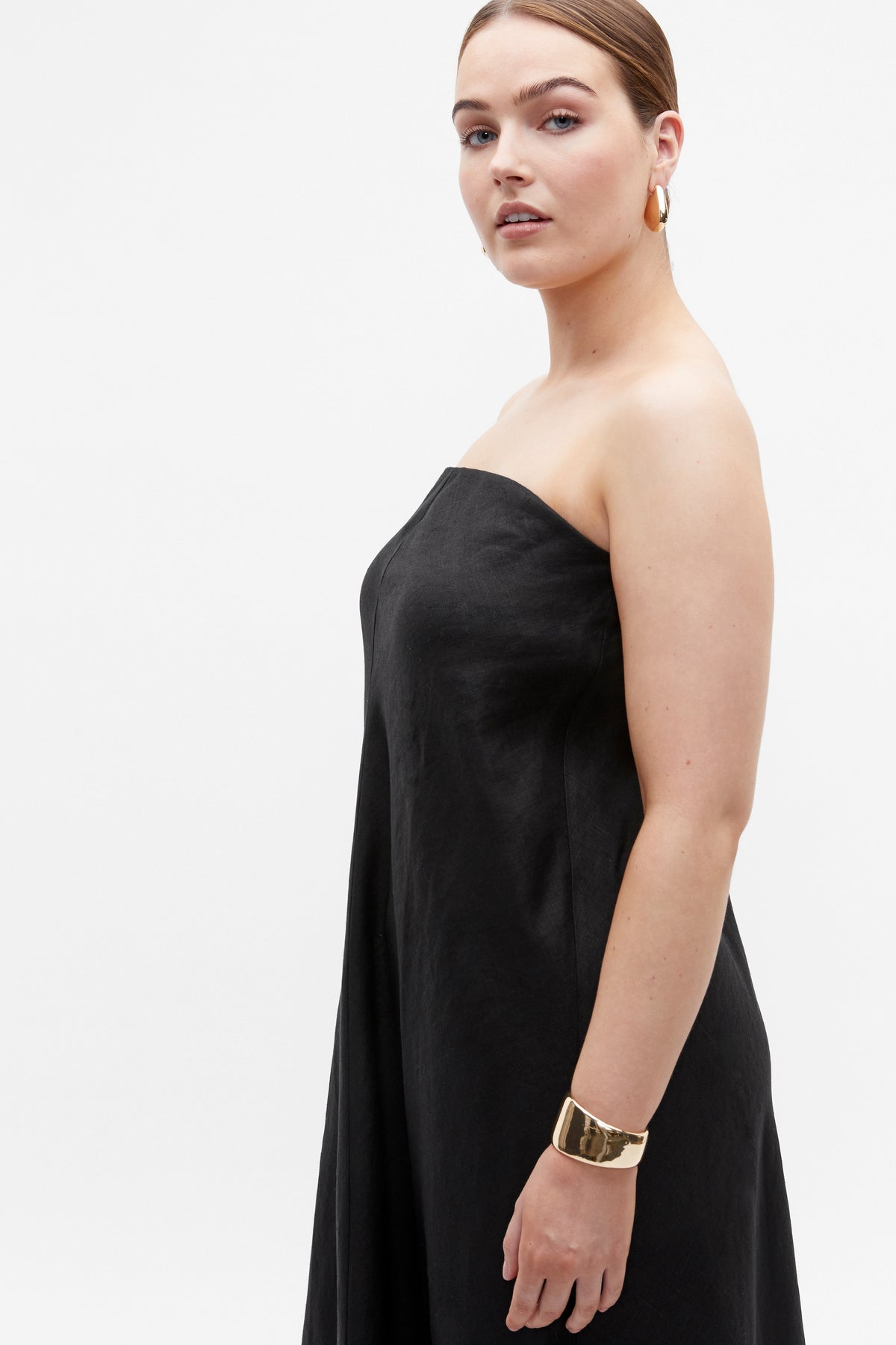 Core Linen Strapless Maxi Dress