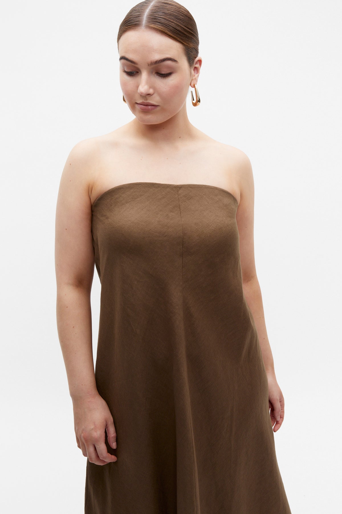 Core Linen Strapless Maxi Dress