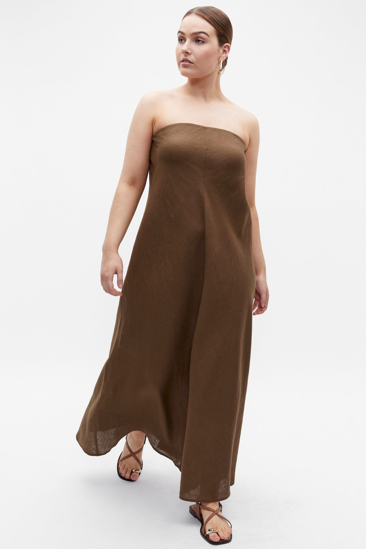 Core Linen Strapless Maxi Dress