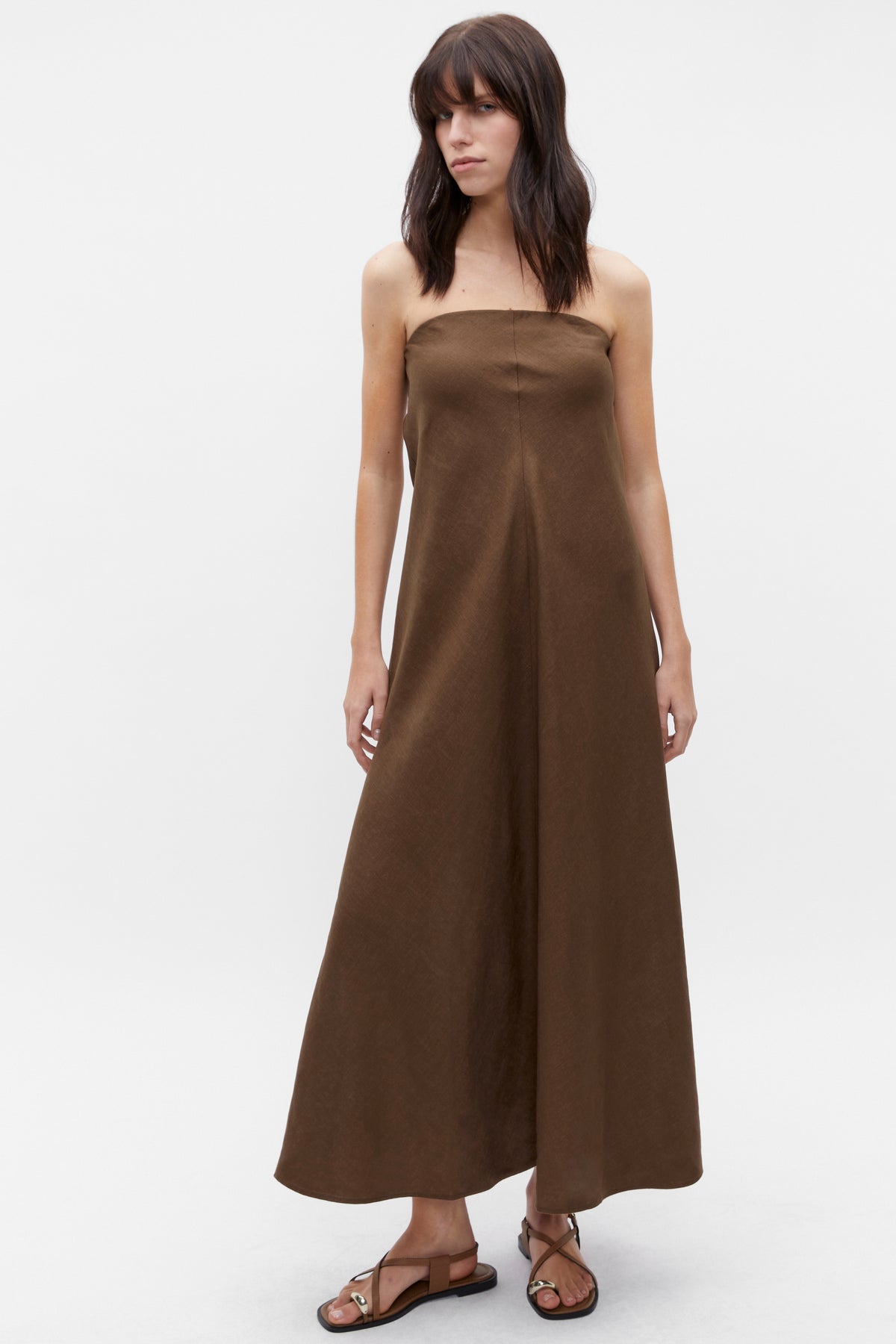 Core Linen Strapless Maxi Dress