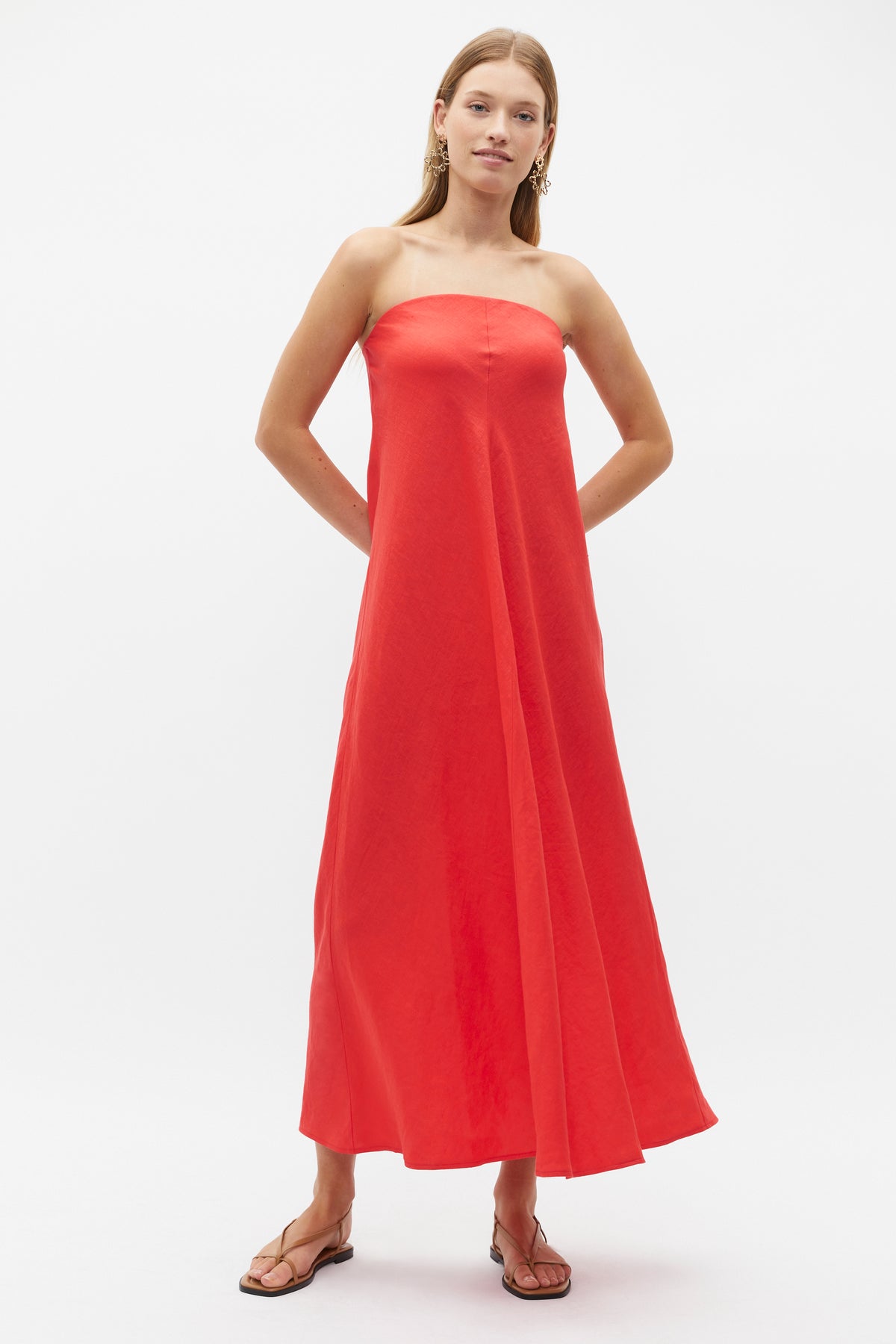 Core Linen Strapless Maxi Dress