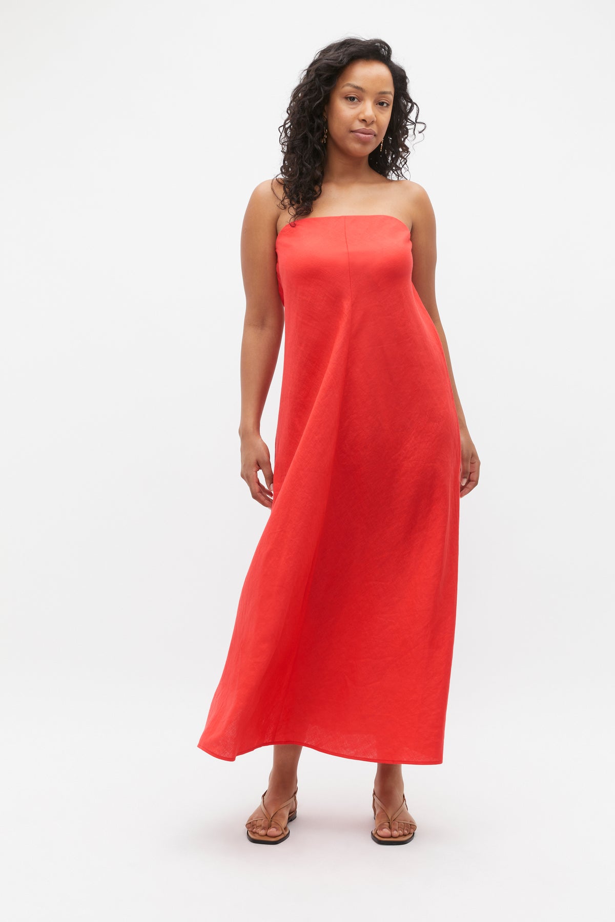 Core Linen Strapless Maxi Dress