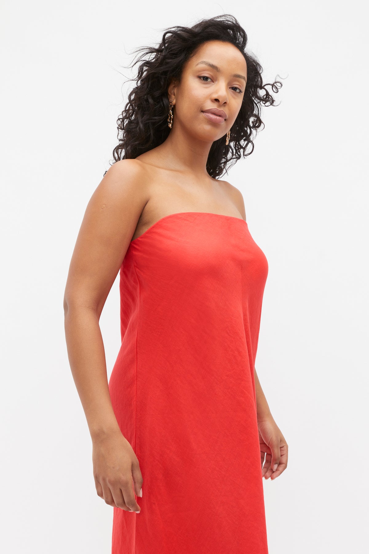 Core Linen Strapless Maxi Dress
