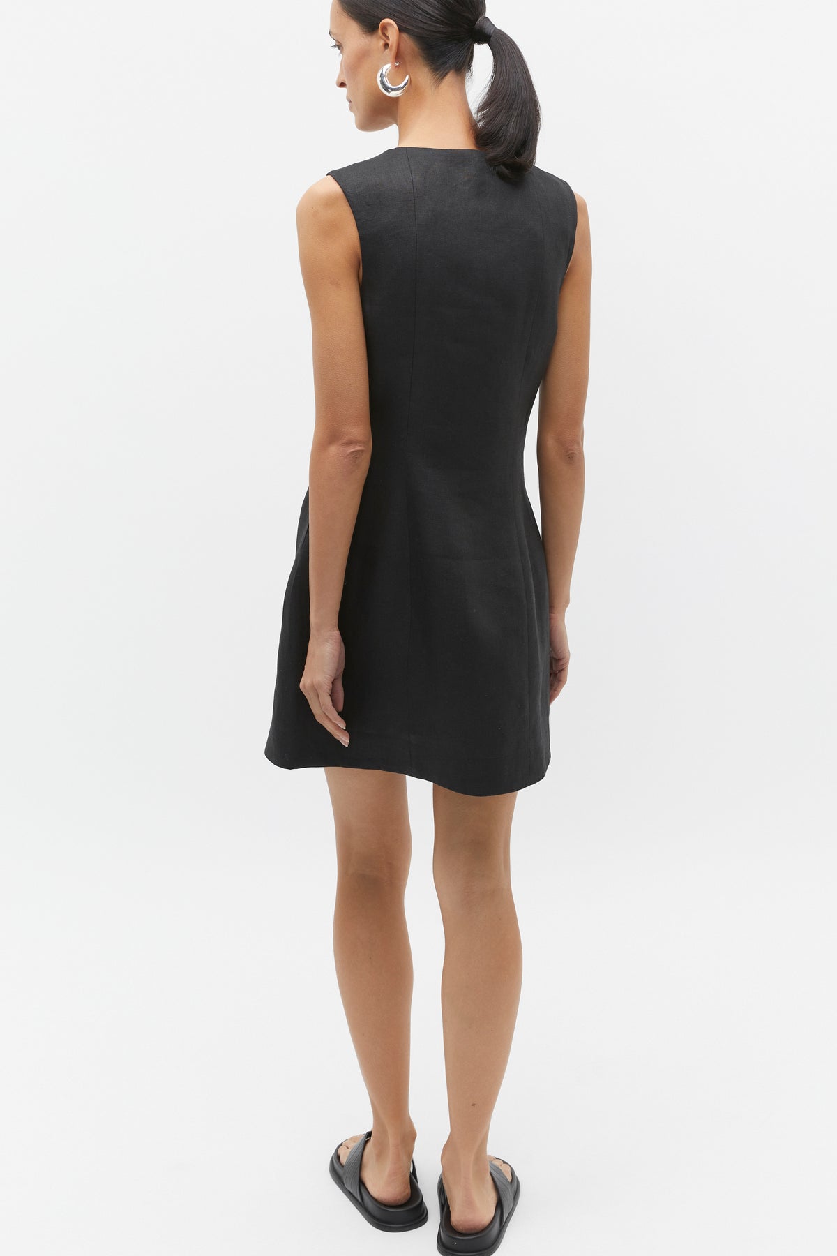 Linen Button Through Mini Dress