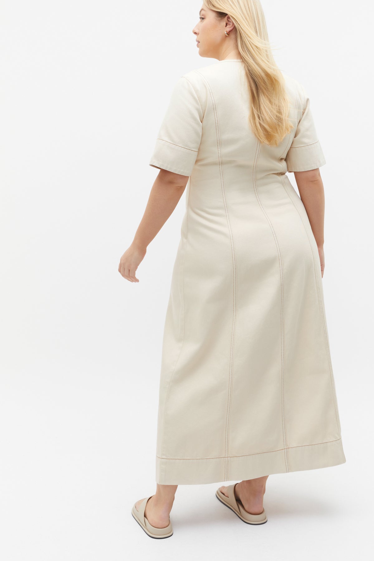 Denim Panelled Midi Dress
