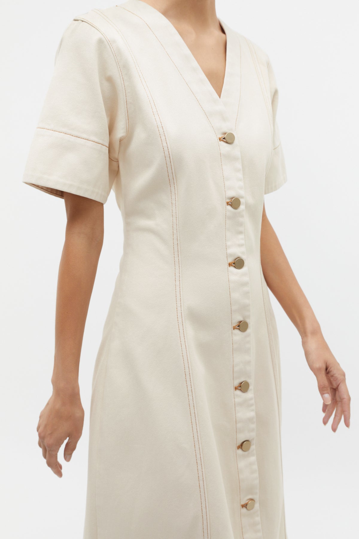 Denim Panelled Midi Dress