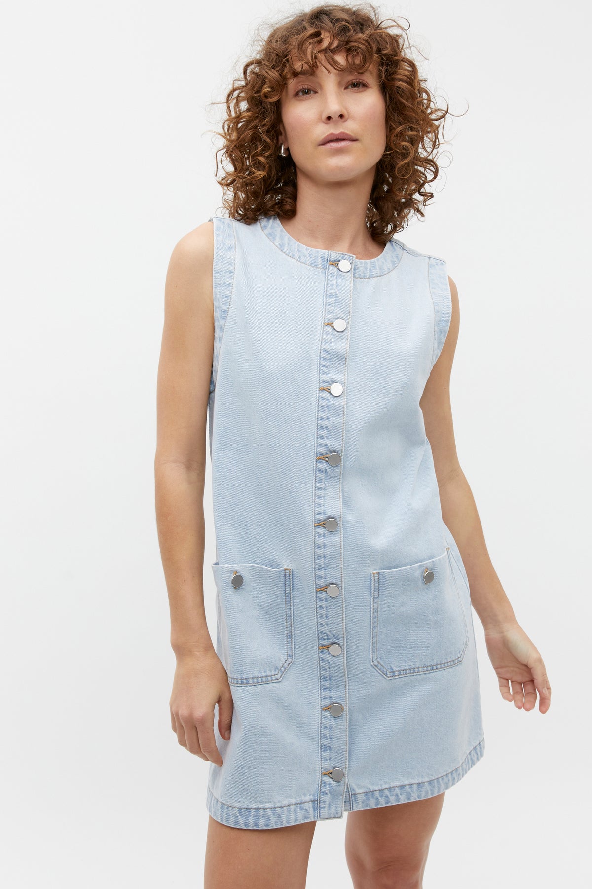 Denim Button Down Mini Shift Dress