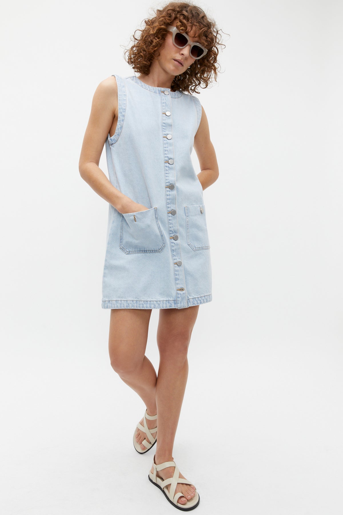 Denim Button Down Mini Shift Dress