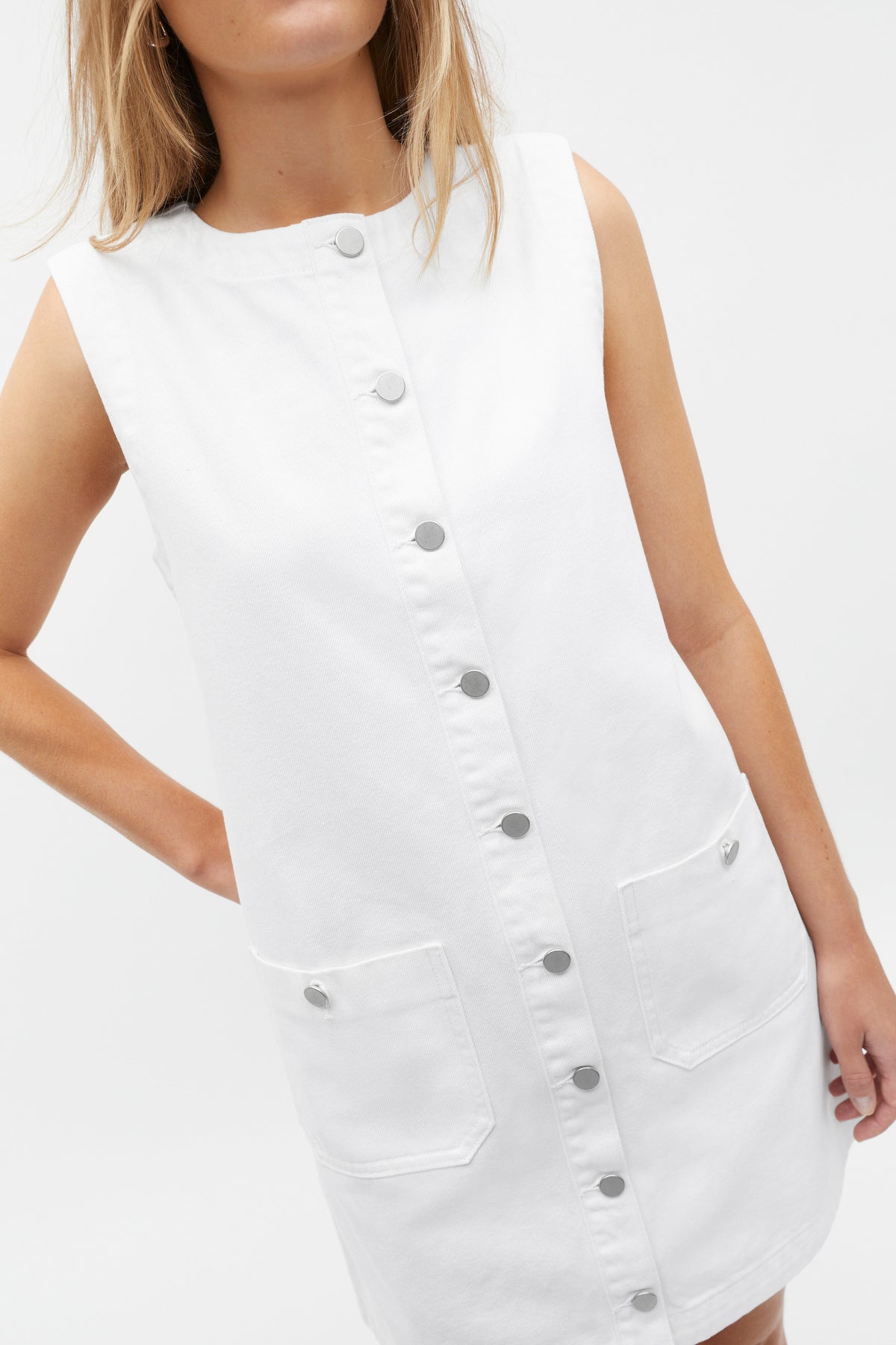 Denim Button Down Mini Shift Dress
