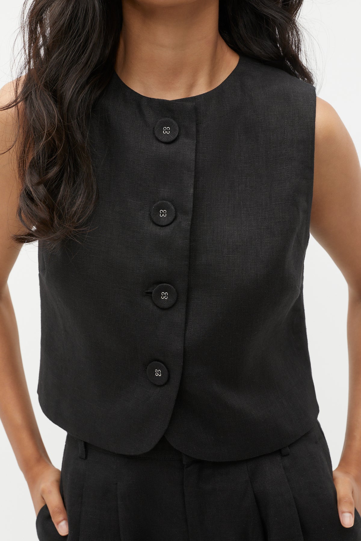 Linen Button Down Shell Top