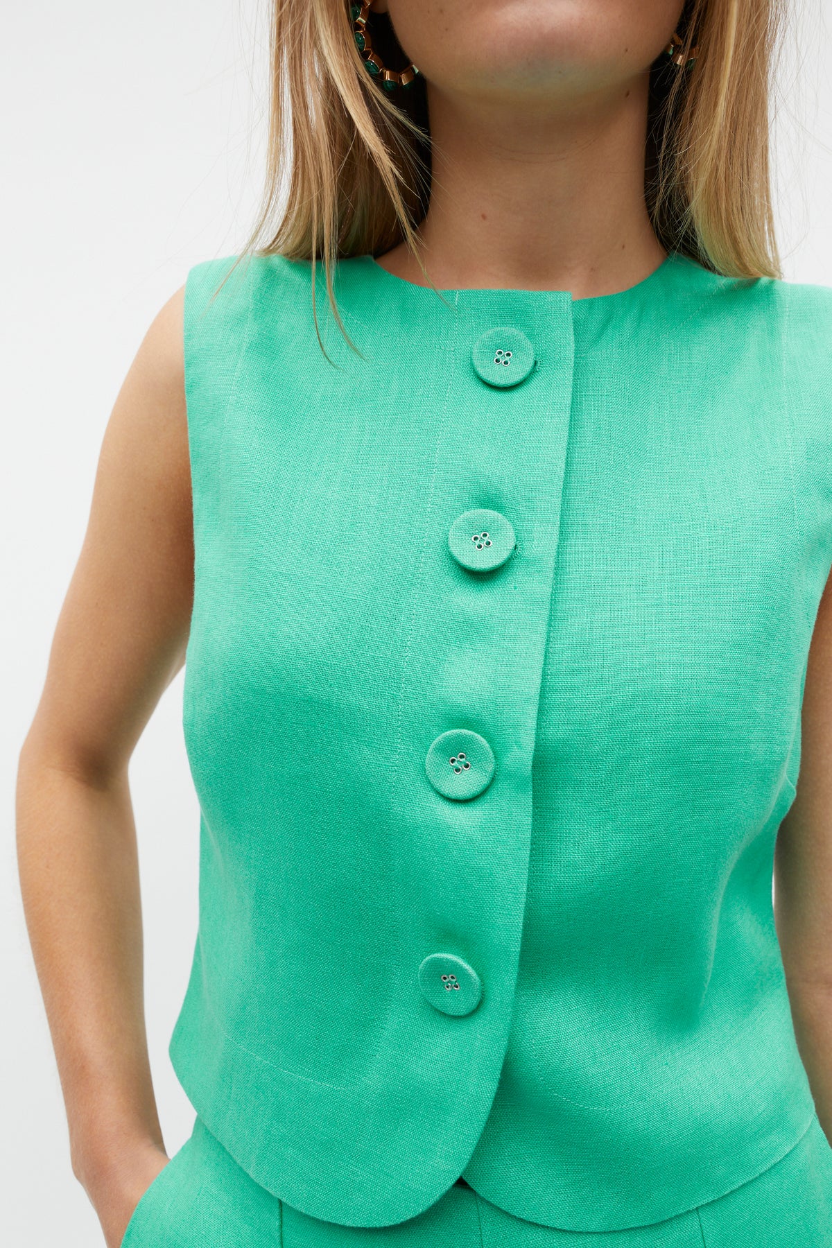 Linen Button Down Shell Top
