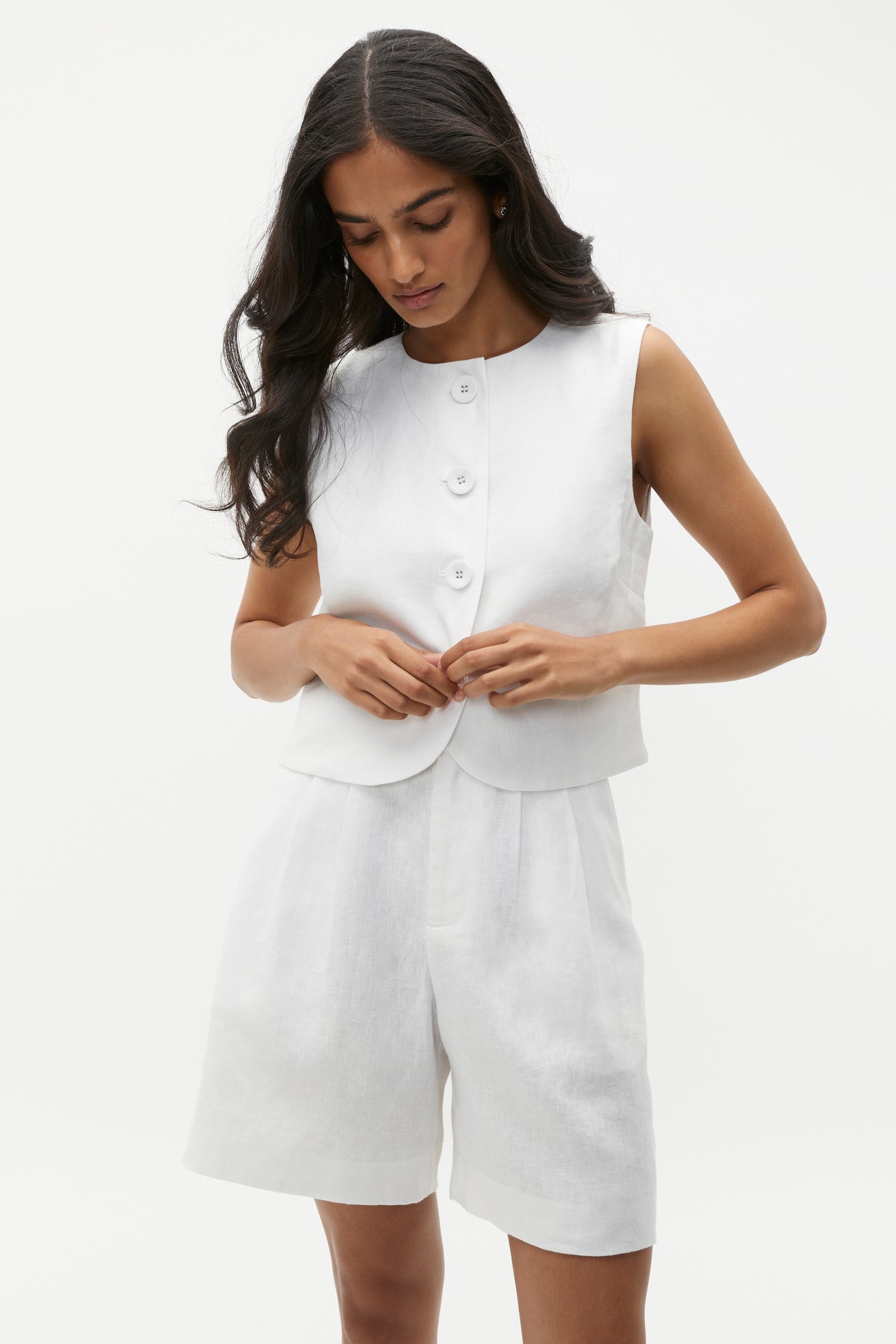 Linen Button Down Shell Top