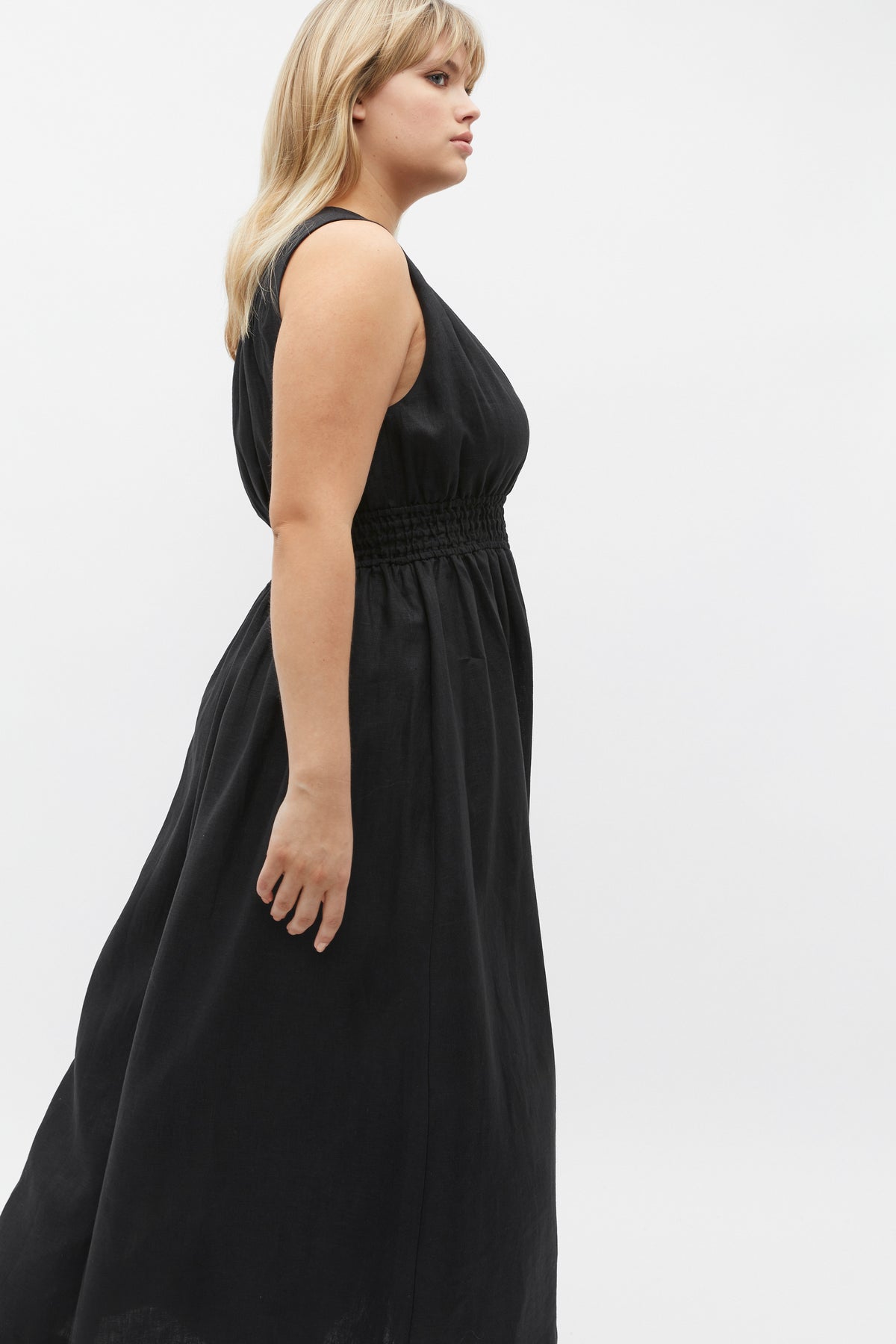 Linen One Shoulder Maxi Dress