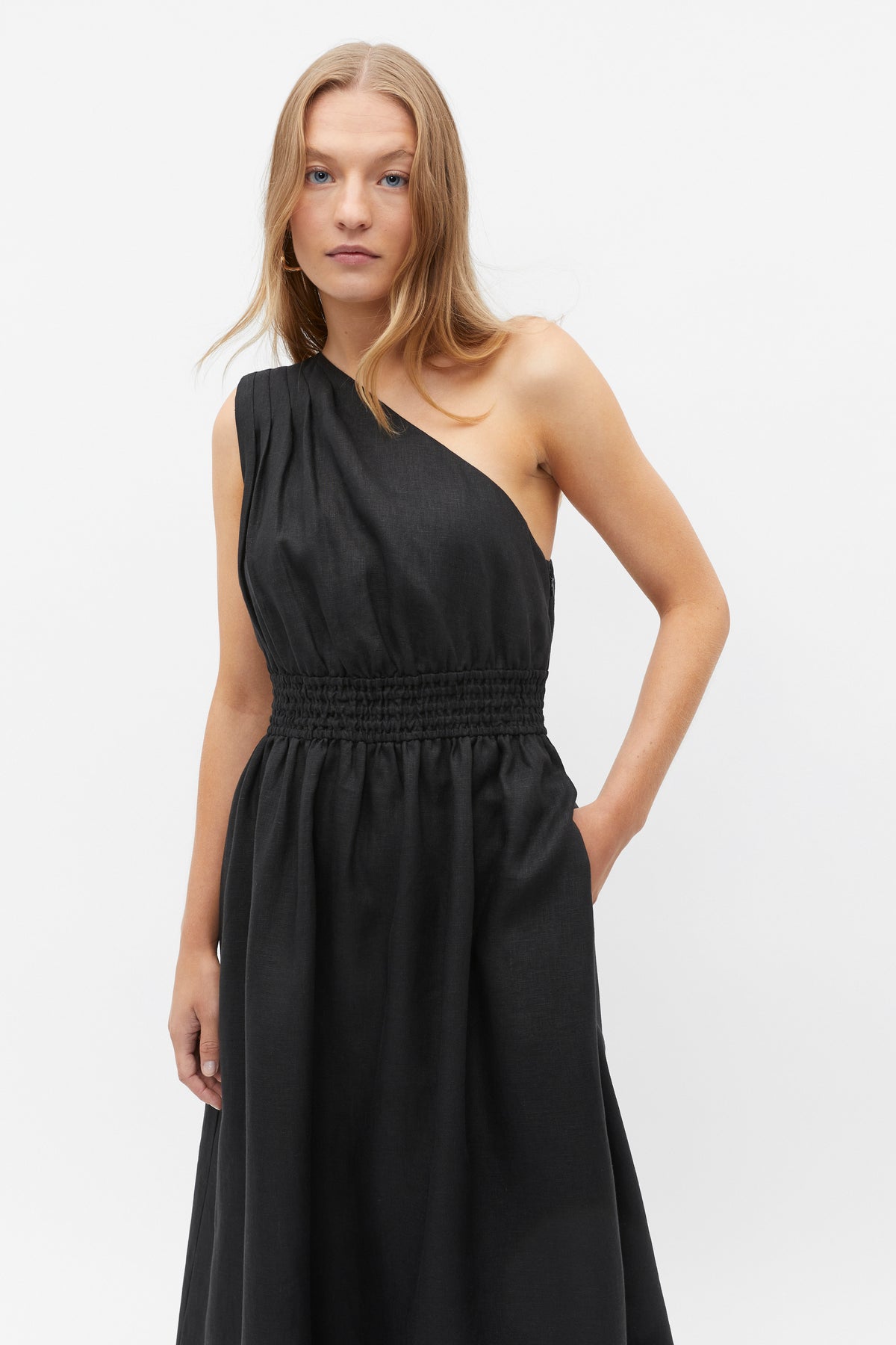 Linen One Shoulder Maxi Dress