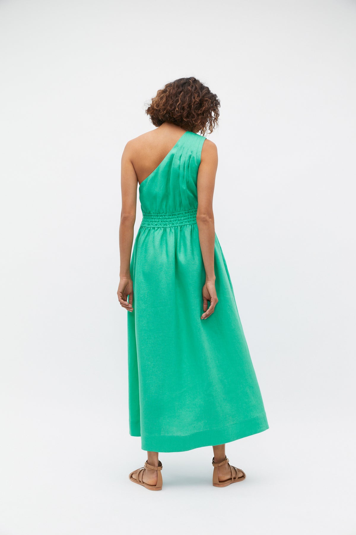 Linen One Shoulder Maxi Dress