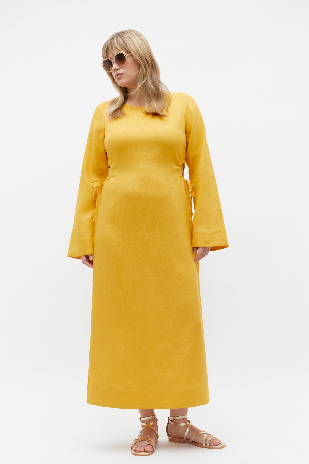 Linen Tie Detail Maxi Dress